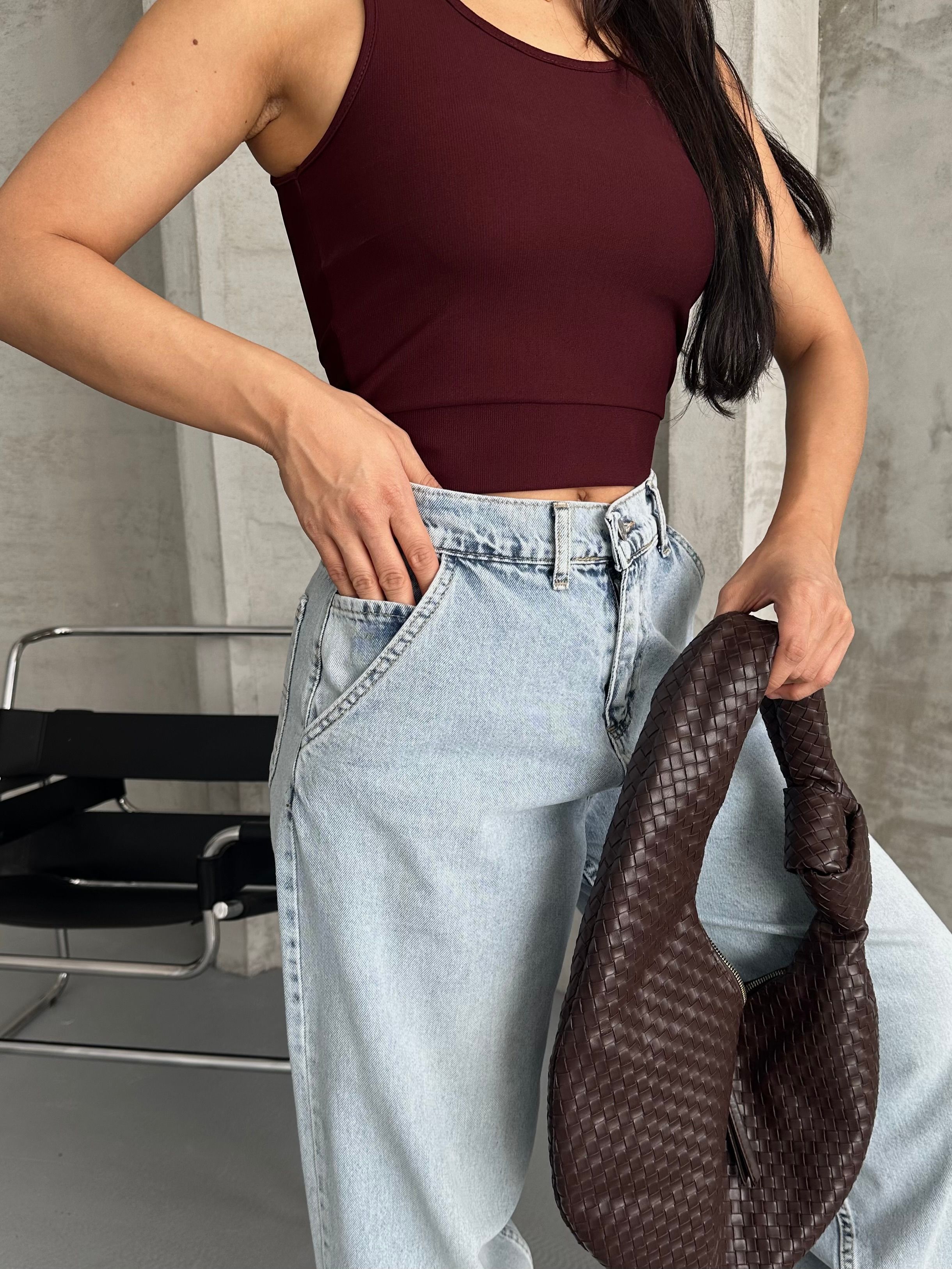 [SERİ] 2511 Yan Cepli Geniş Dökümlü Paça Baggy Kot Pantolon - Buz Mavi