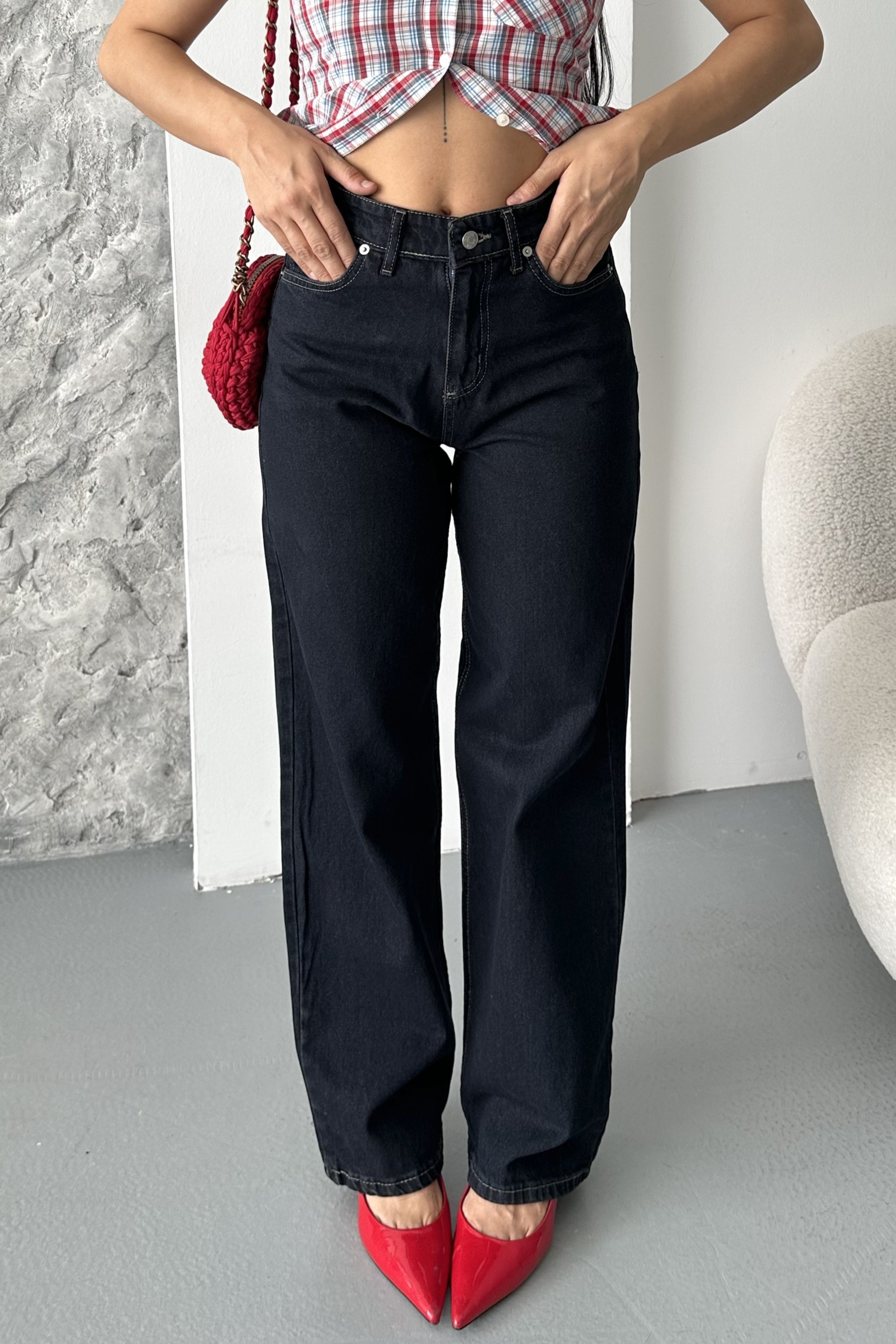 [SERİ] 2008 Bol Paça Palazzo Kot Pantolon - Koyu Laci