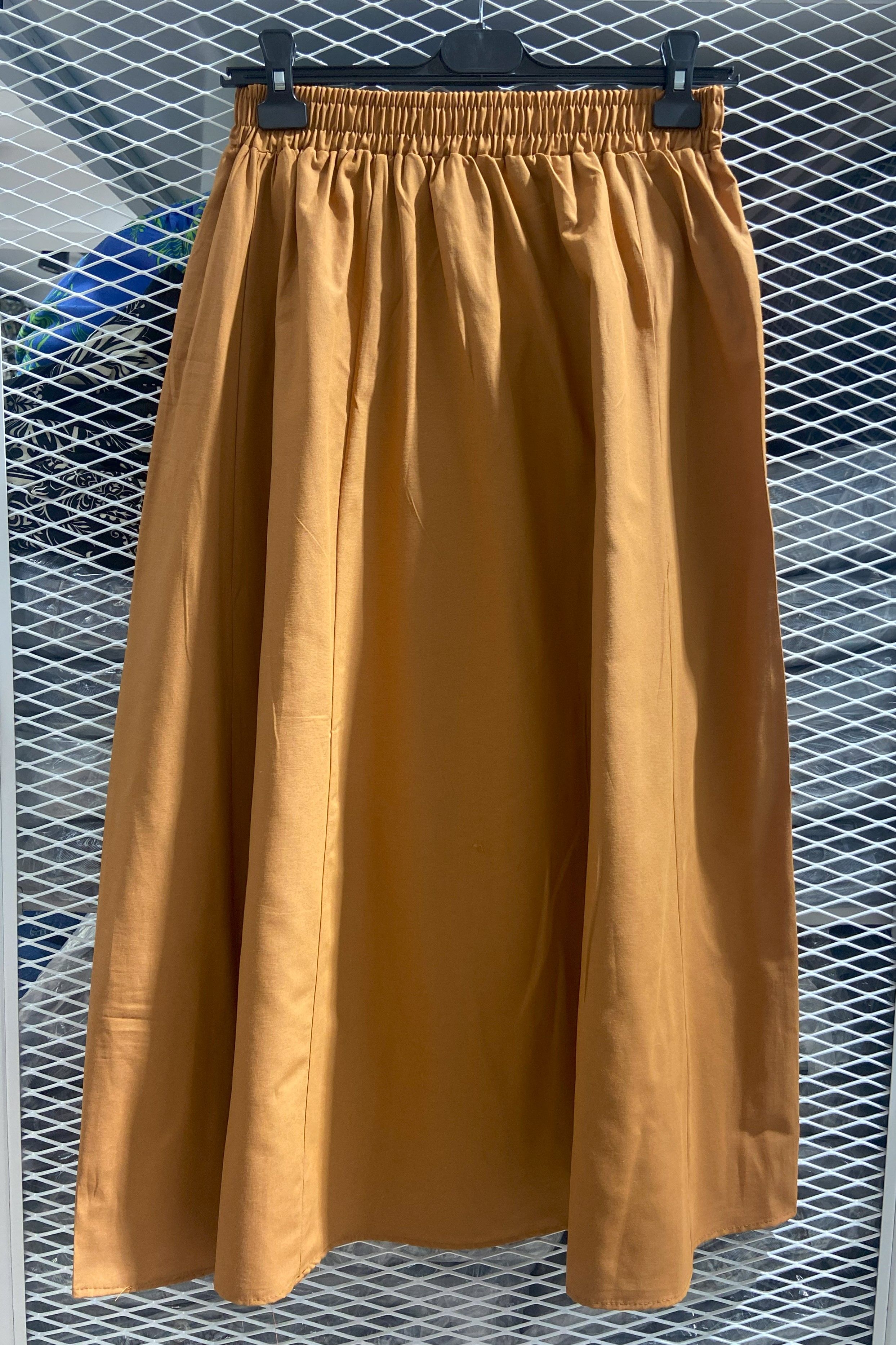 [SERİ] Düz Keten Etek - 20551 Taba