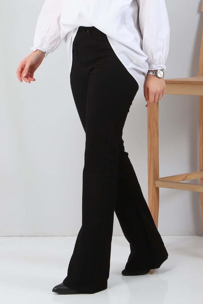 [SERİ] 20545 İspanyol Paça Kot Pantolon - Siyah