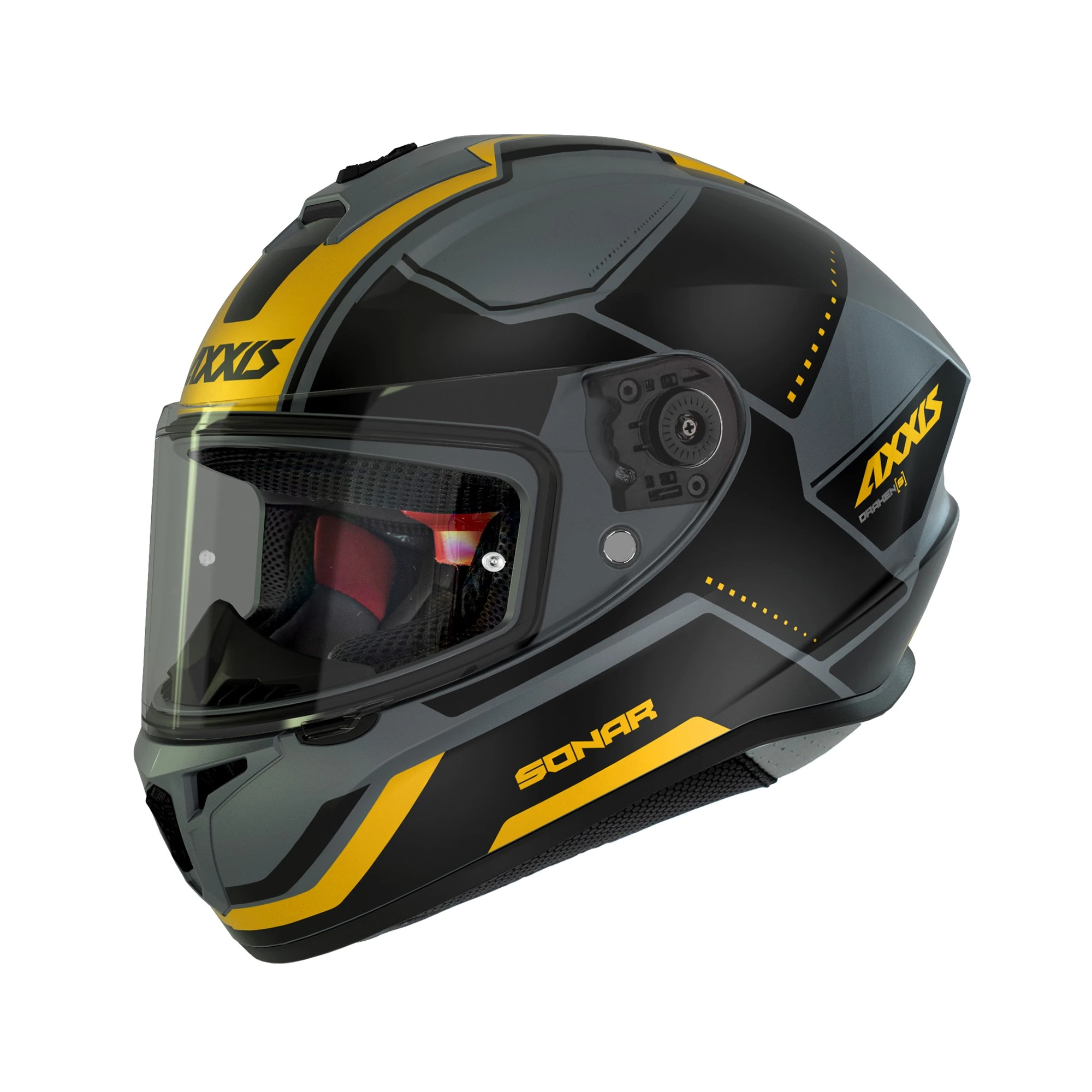 FULLFACE KASK Beden: L / AXXIS DRAKEN S SONAR C3 MATT YELLOW