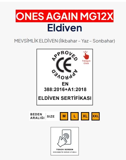 YAZLIK ELDİVEN SİYAH Beden:L,ONES AGAIN MG 14