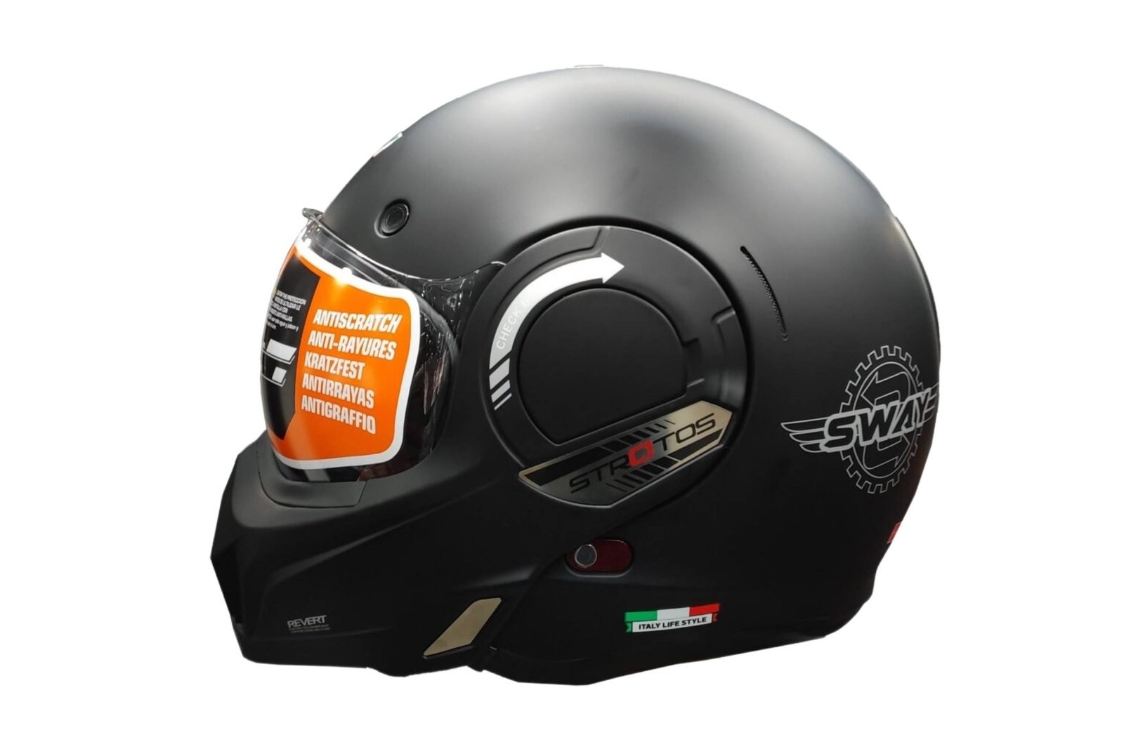 SWAY , Çene Açılır Kask 907 Stratos Mat-Titanium, Mat Gri