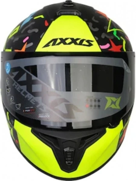 FULLFACE KASK Beden:2XL / AXXIS DRAKEN CRAZY MATT FLUOR - YELLOW