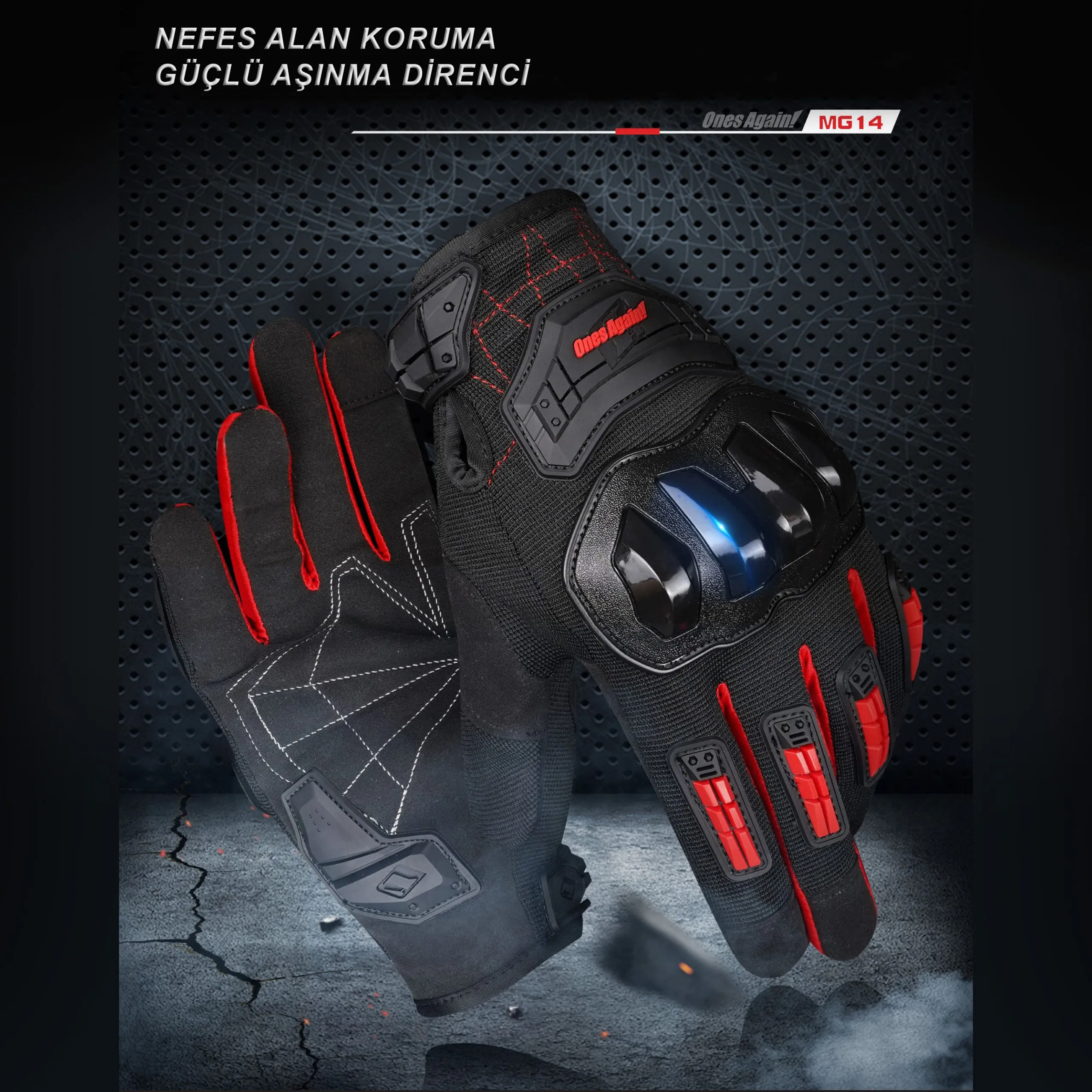 YAZLIK ELDİVEN KIRMIZI, Beden: XL ,ONES AGAIN MG 14