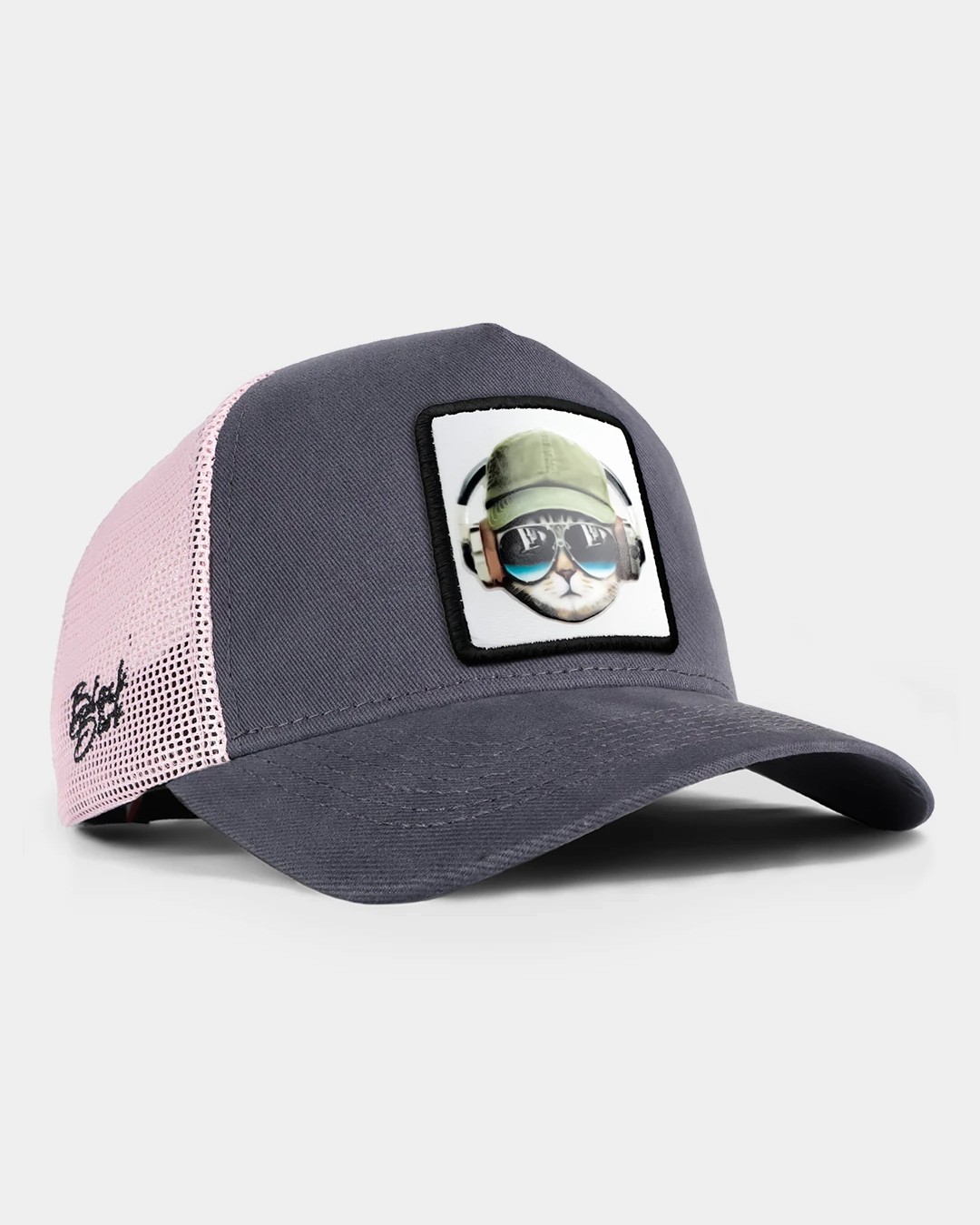 Gri Siperli Müzisyen Cat Unisex Pembe Şapka