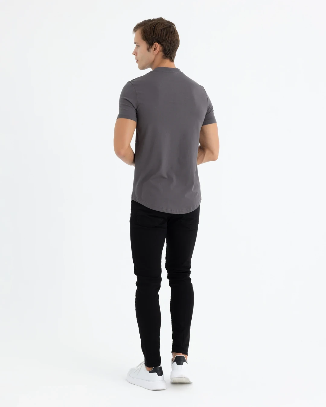 AD Erkek Gri Basic Tişört (ÖN SİPARİŞ)