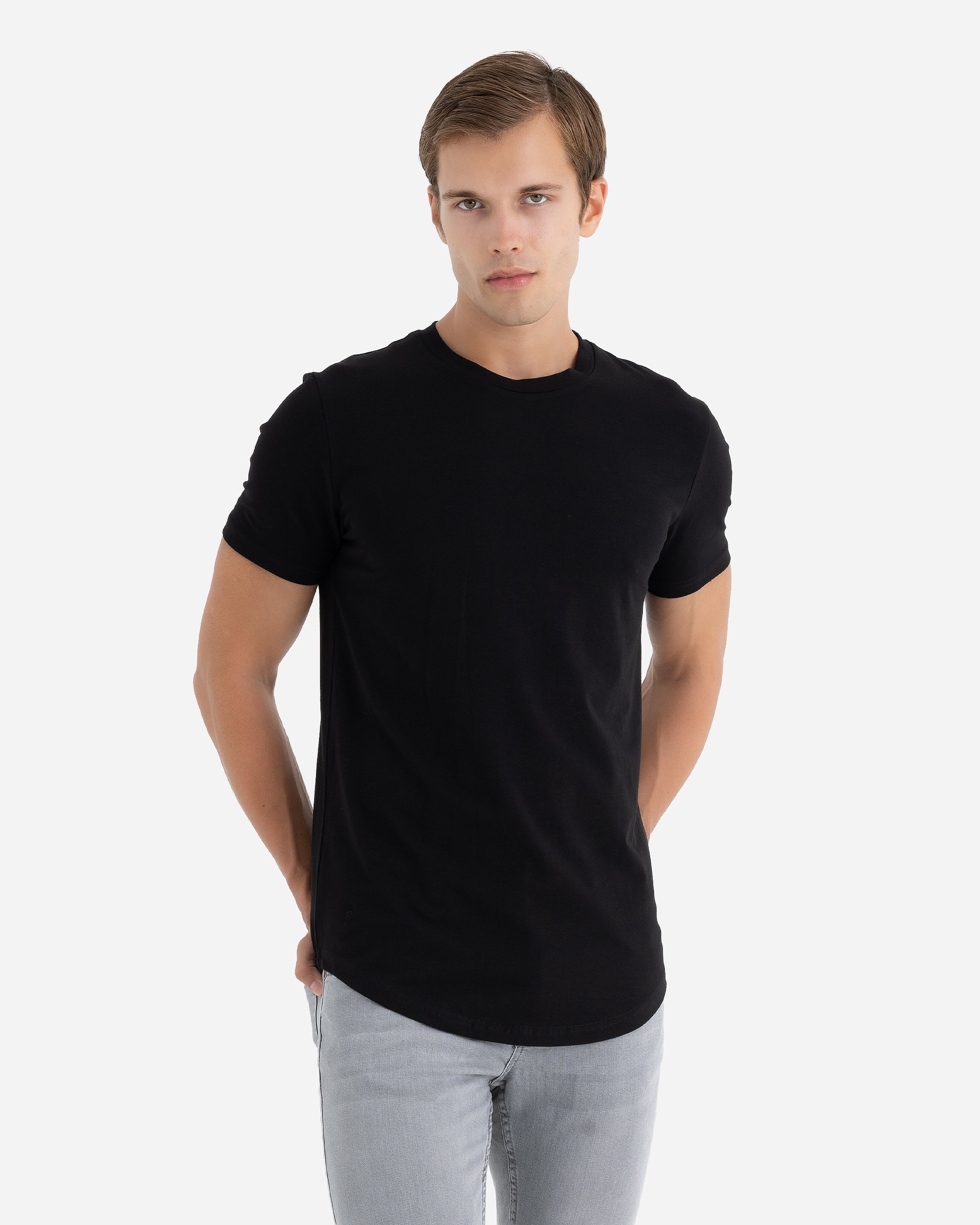 AD Erkek Siyah Basic Tişört