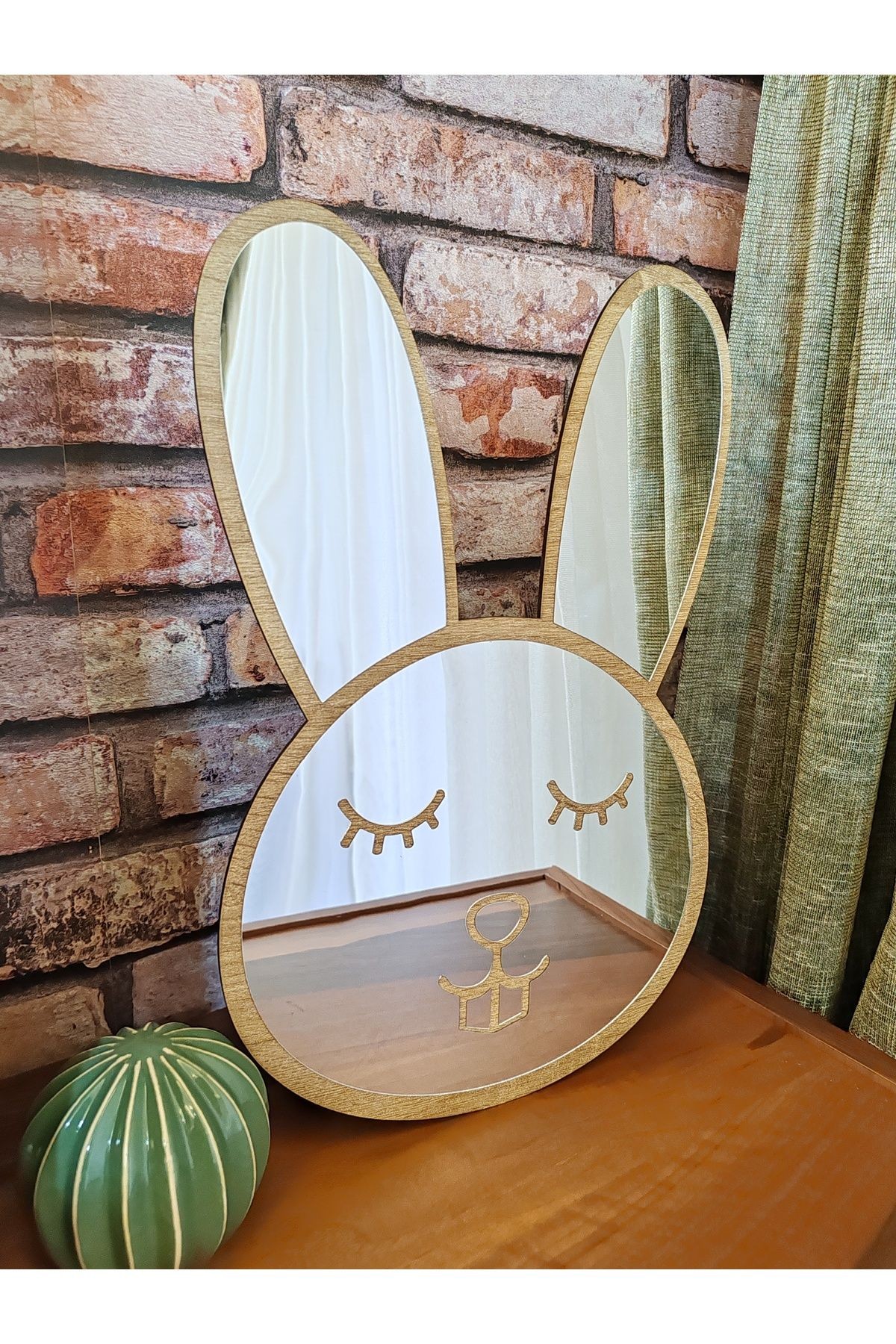 Tavşan Figürlü Çocuk Odası Dekoratif Pleksi Ayna 40x26 cm BÜYÜK BOY