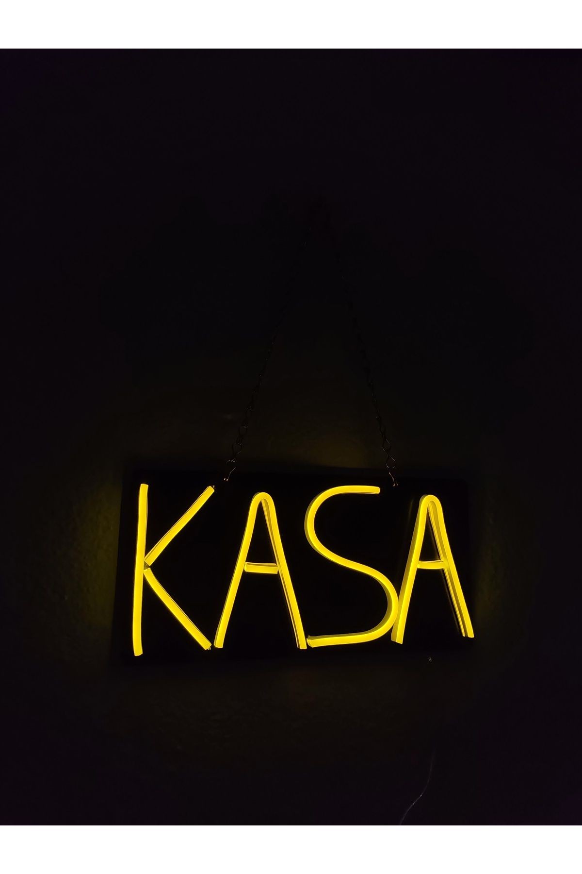 KASA YAZILI NEON TABELA 30X15CM (3MM SİYAH MDF ÜZERİ)