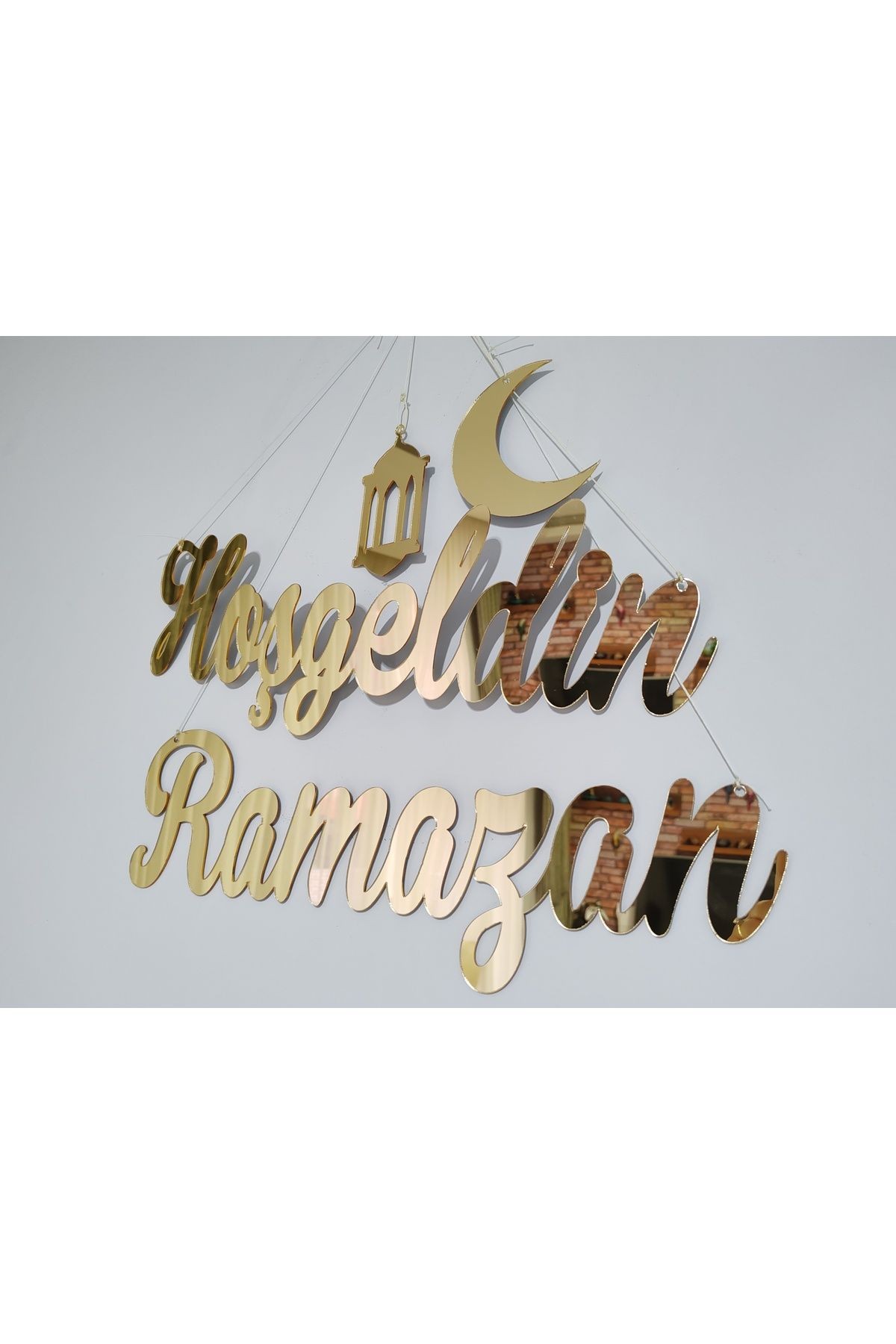 HOŞGELDİN RAMAZAN DUVAR SÜSÜ 40 CM GOLD PLEKSİ