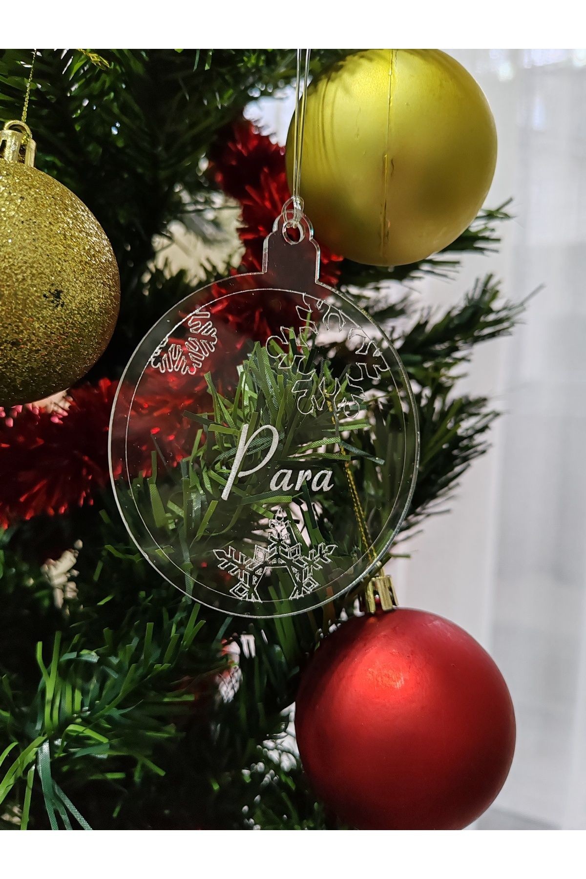 Yeni Yıl Merry Christmas Pleksi Ağaç Süsü 6'lı Paket