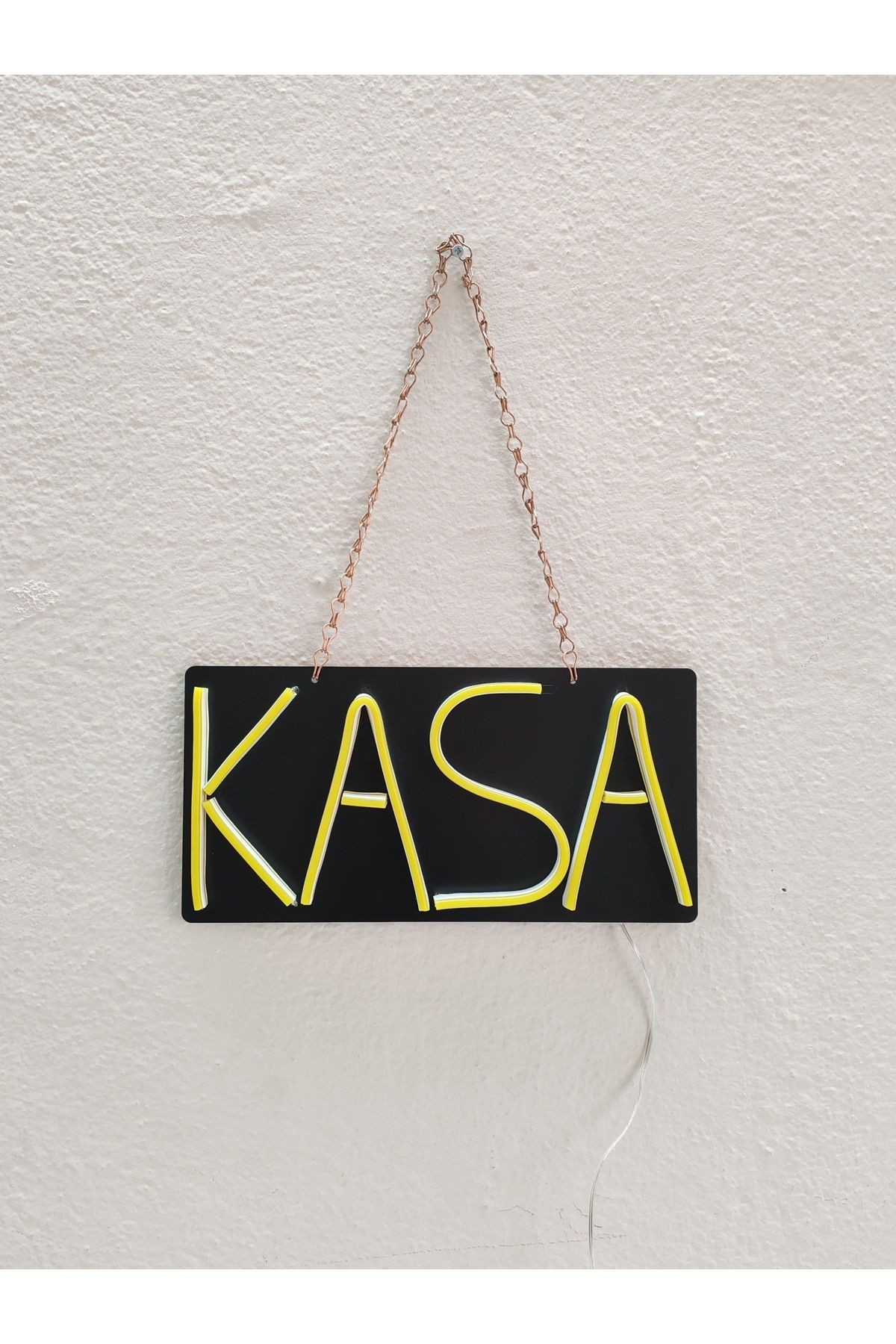 KASA YAZILI NEON TABELA 30X15CM (3MM SİYAH MDF ÜZERİ)
