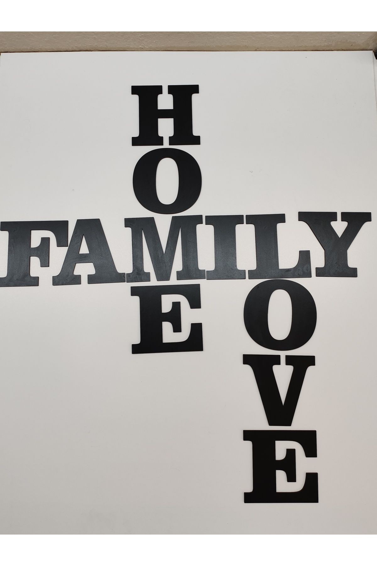 Home Family Love Ev Dekorasyonu Duvar Yazısı Siyah Mdf (15 cm harf)