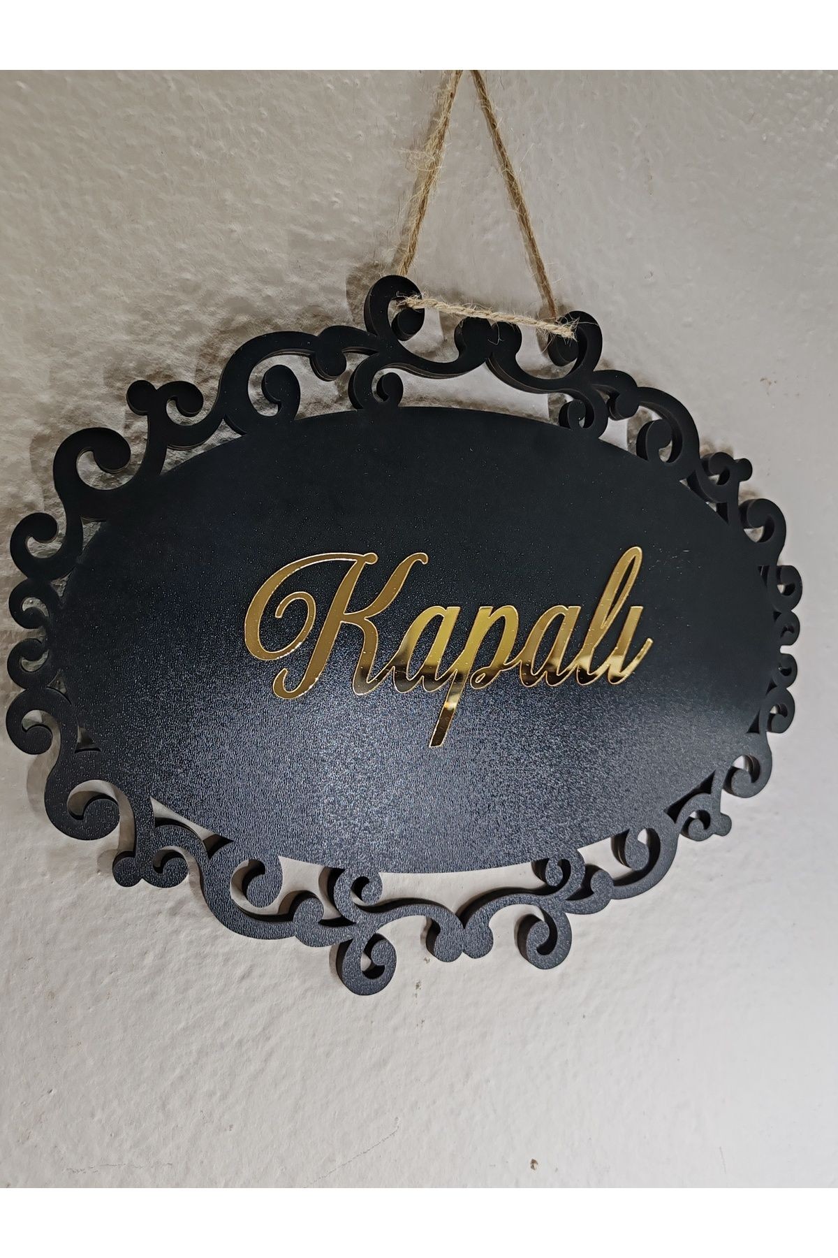 AÇIK KAPALI ÇİFT YÖN KAPI TABELASI MAĞAZA YAZISI SİYAH MDF ÜZERİ GOLD PLEKSİ (25X20 CM )