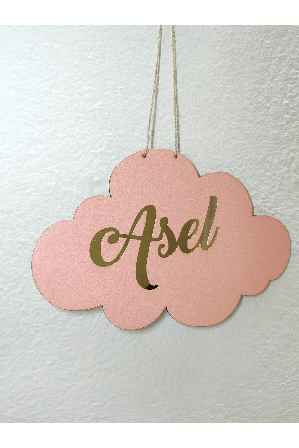 Bulut Pembe Mdf Kişiye Özel Kapı Süsü