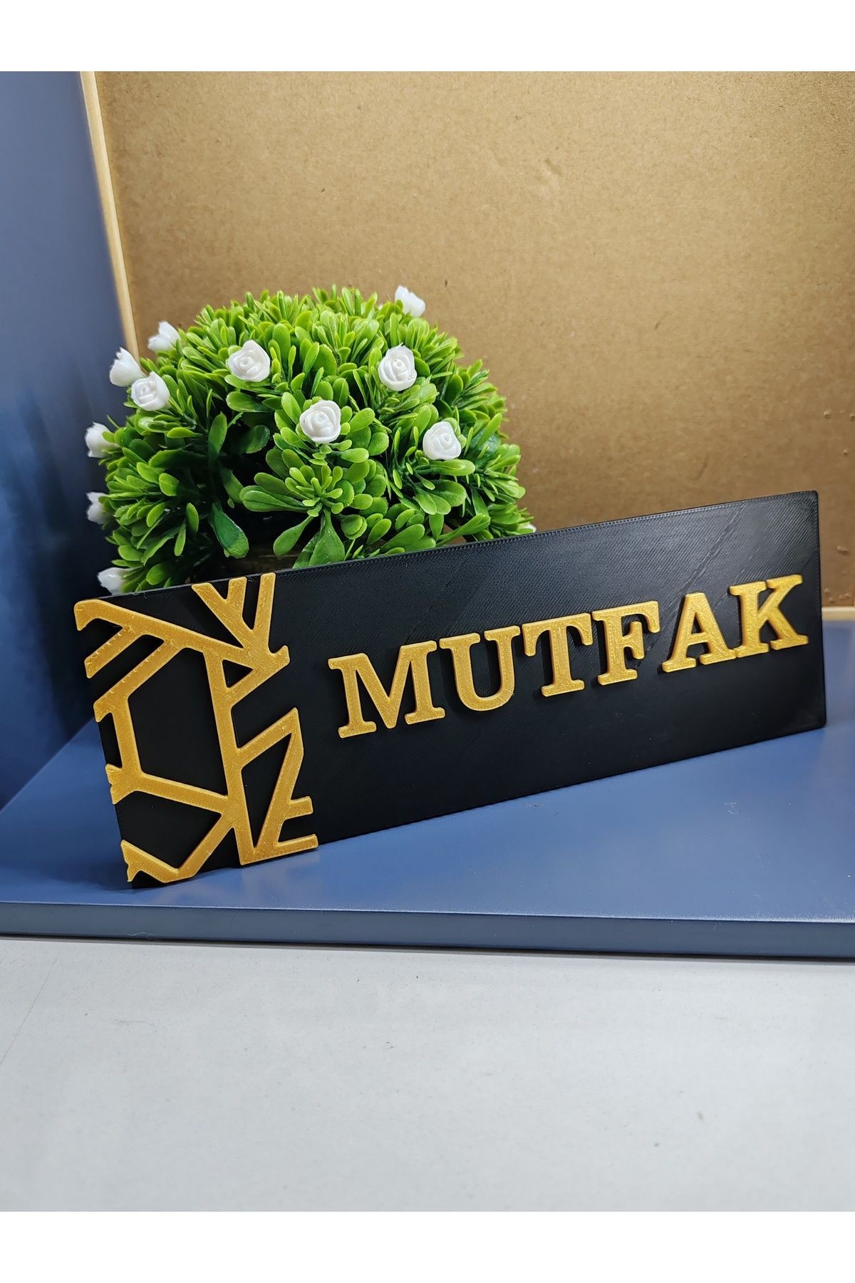 MUTFAK YAZILI YÖNLENDİRME LEVHASI 20X7 CM SİYAH ÜZERİ GOLD