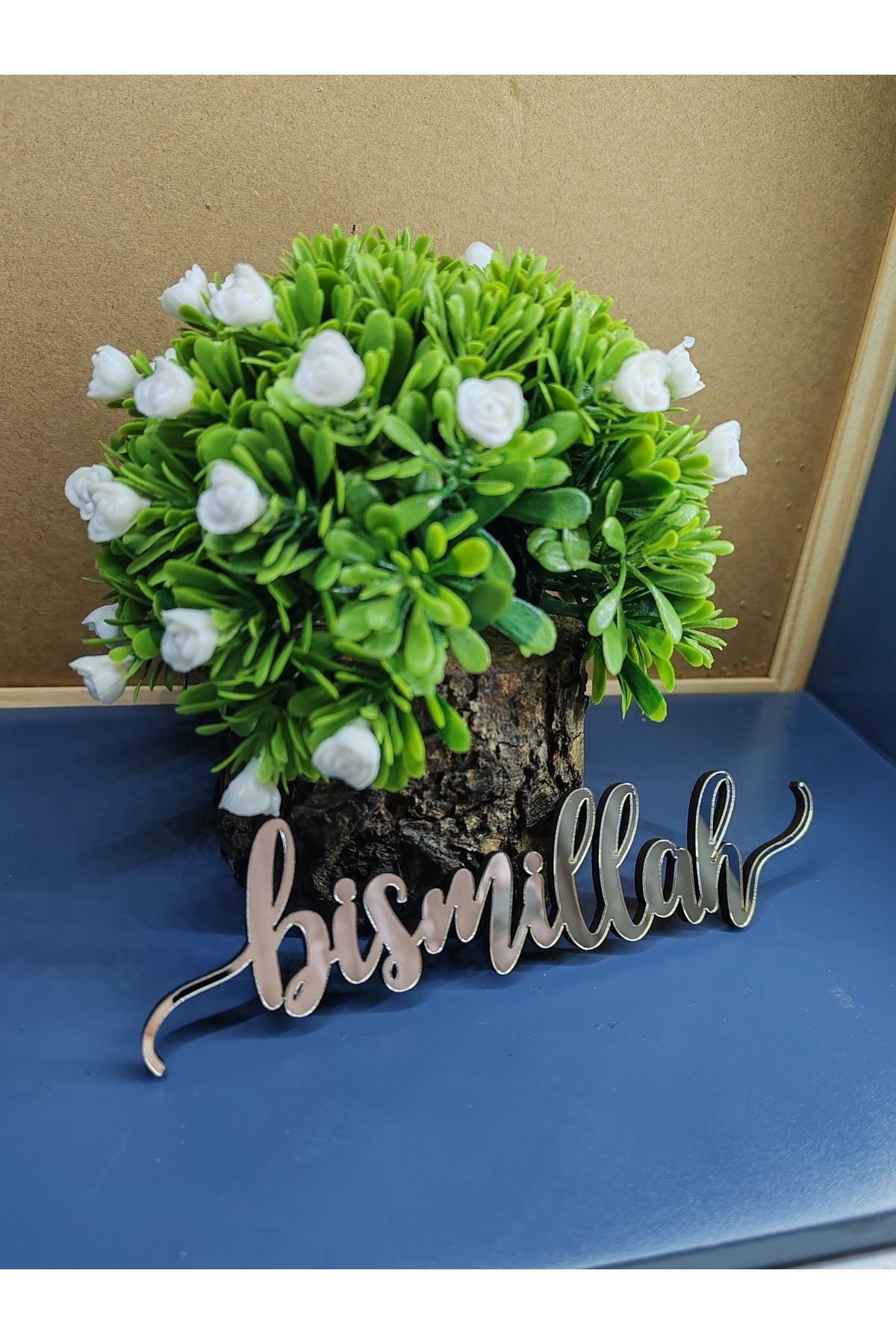 BİSMİLLAH BESMELE PLEKSİ YAZI (4 ADET) (15 CMX4 CM ÖN GÜMÜŞ AYNALI PLEKSİ ARKASI 3 MM MDF)