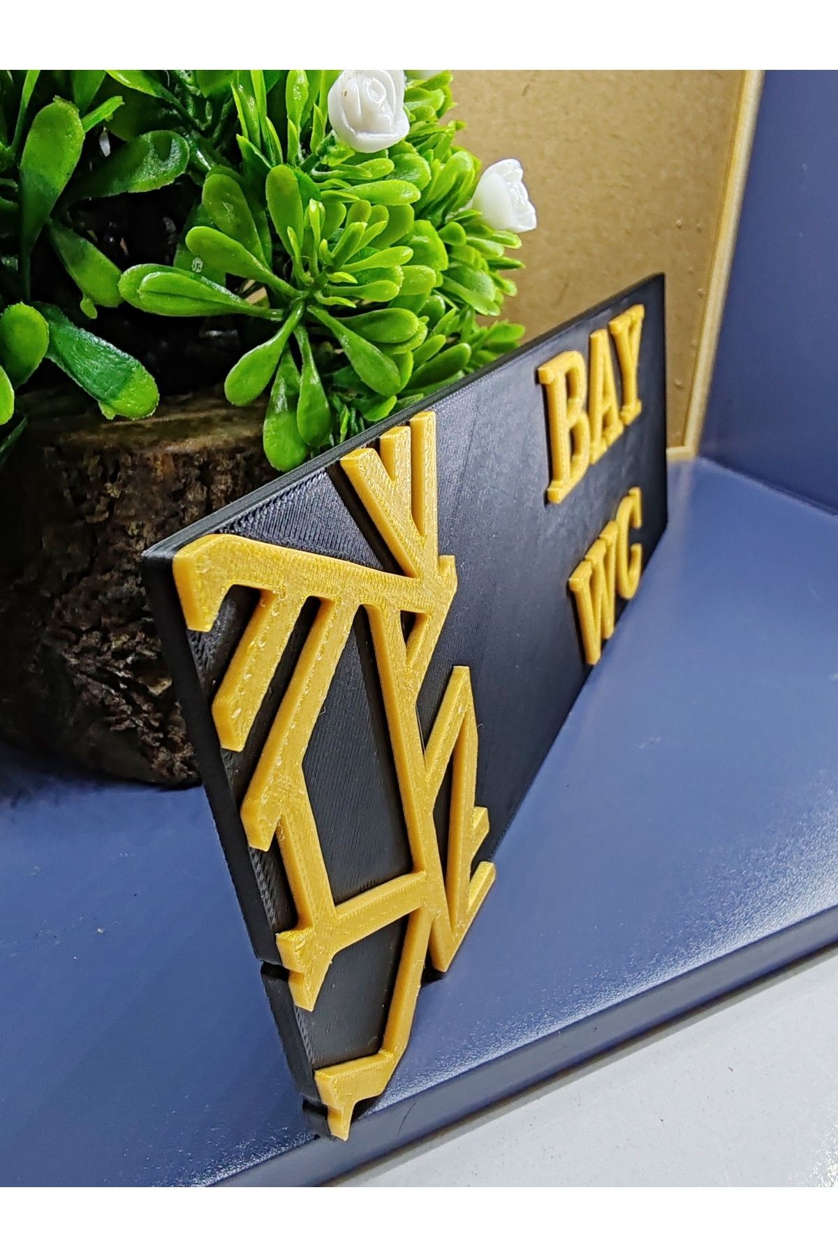 BAY WC YÖNLENDİRME LEVHASI 20X7 CM SİYAH ÜZERİ GOLD