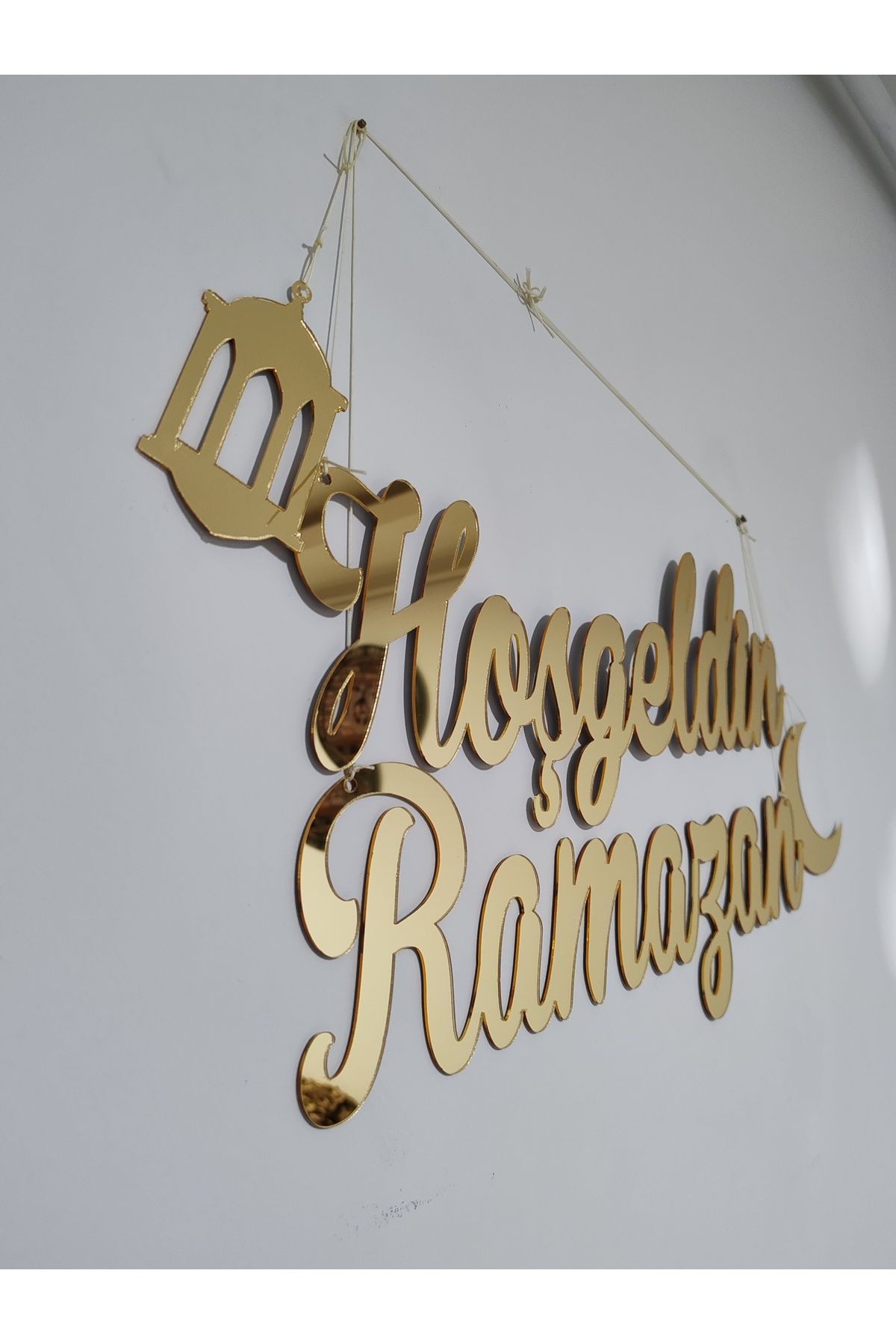 HOŞGELDİN RAMAZAN DUVAR SÜSÜ 40 CM GOLD PLEKSİ