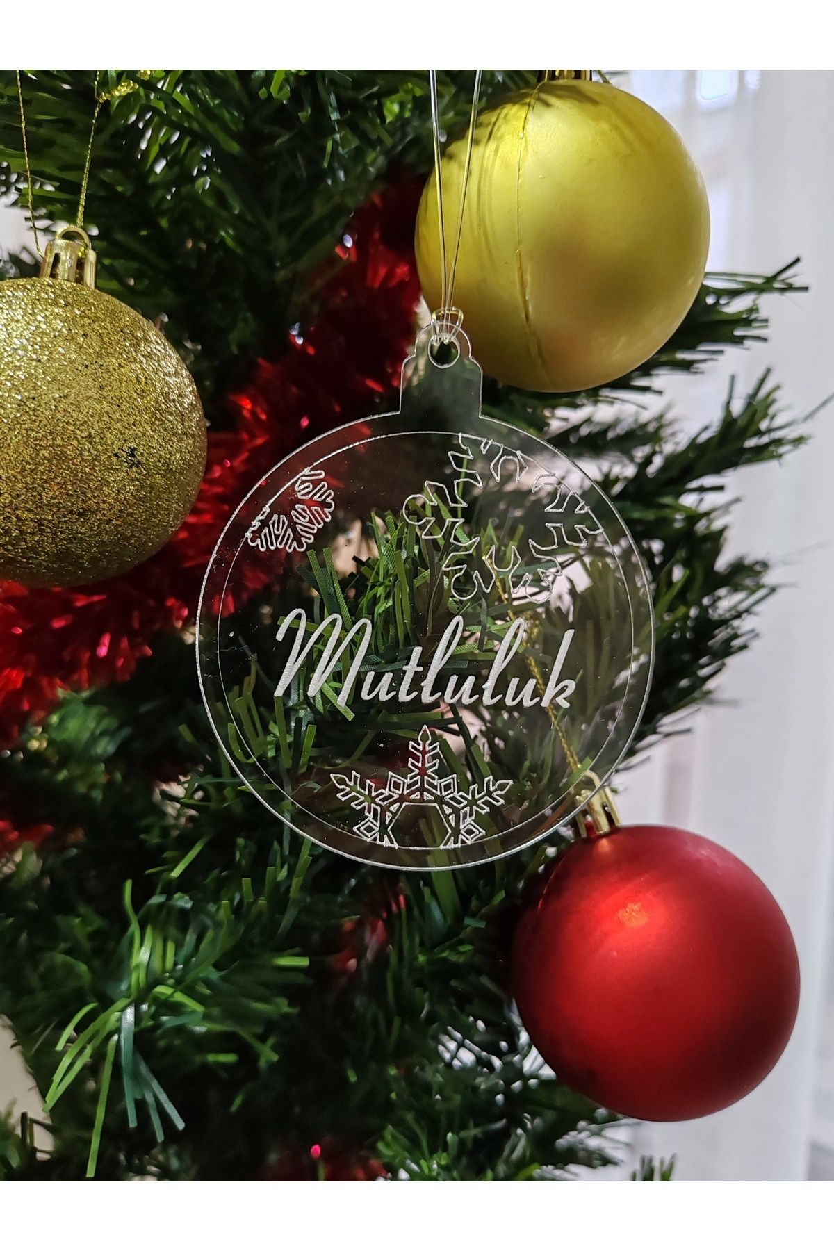 Yeni Yıl Merry Christmas Pleksi Ağaç Süsü 6'lı Paket