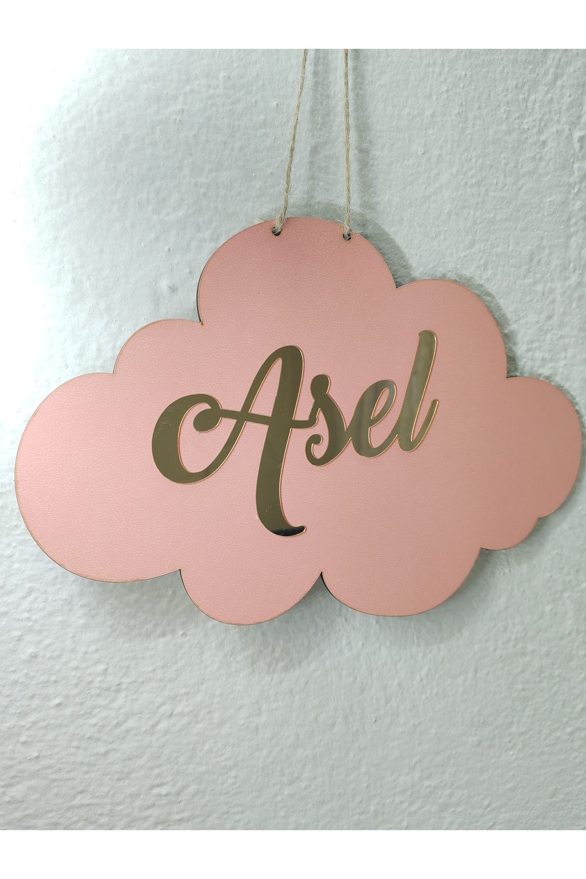 Bulut Pembe Mdf Kişiye Özel Kapı Süsü