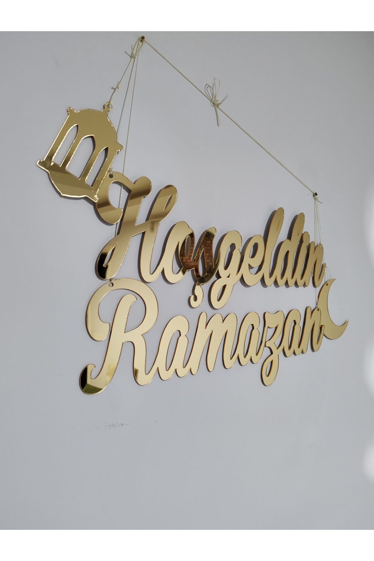 HOŞGELDİN RAMAZAN DUVAR SÜSÜ 40 CM GOLD PLEKSİ