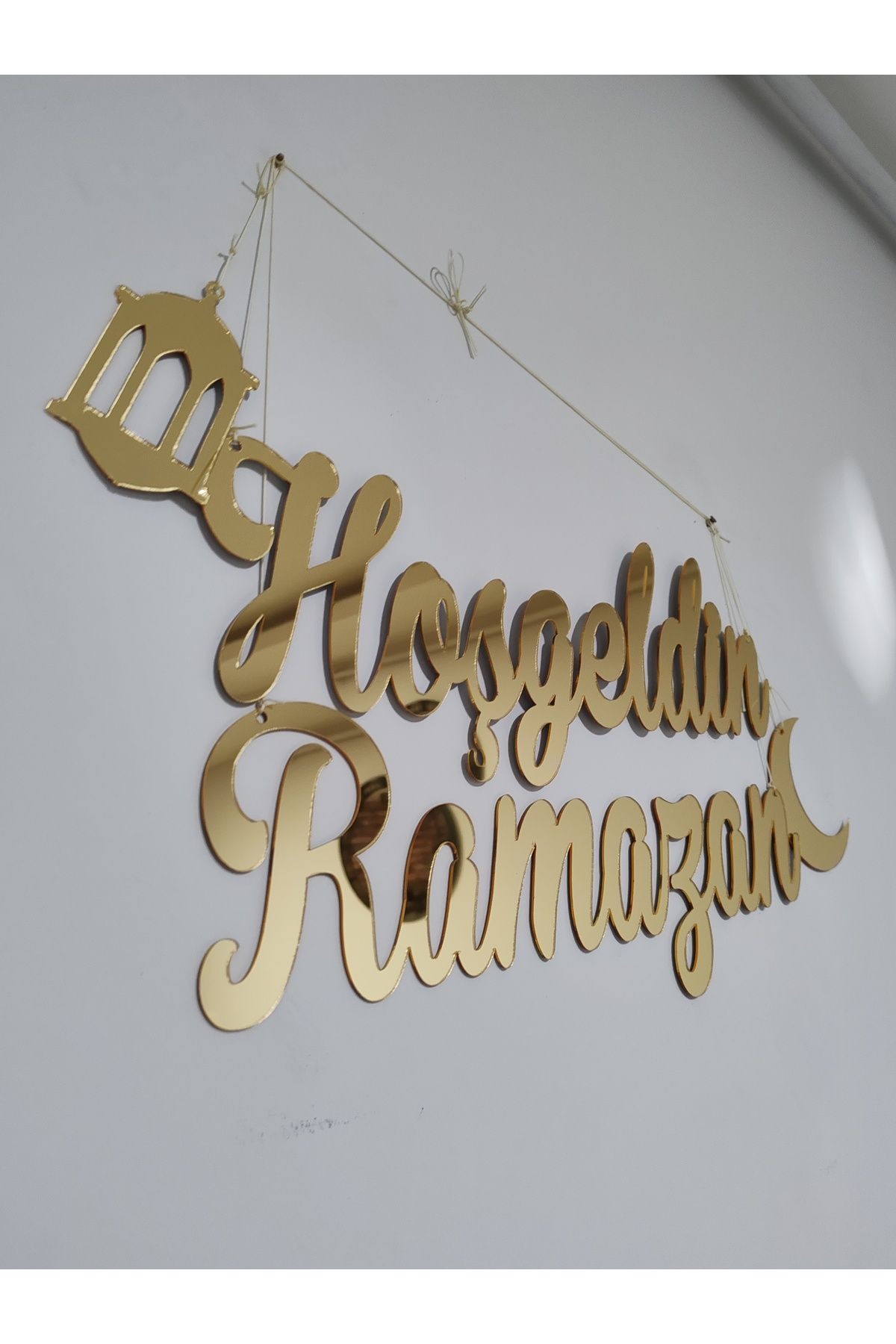 HOŞGELDİN RAMAZAN DUVAR SÜSÜ 40 CM GOLD PLEKSİ