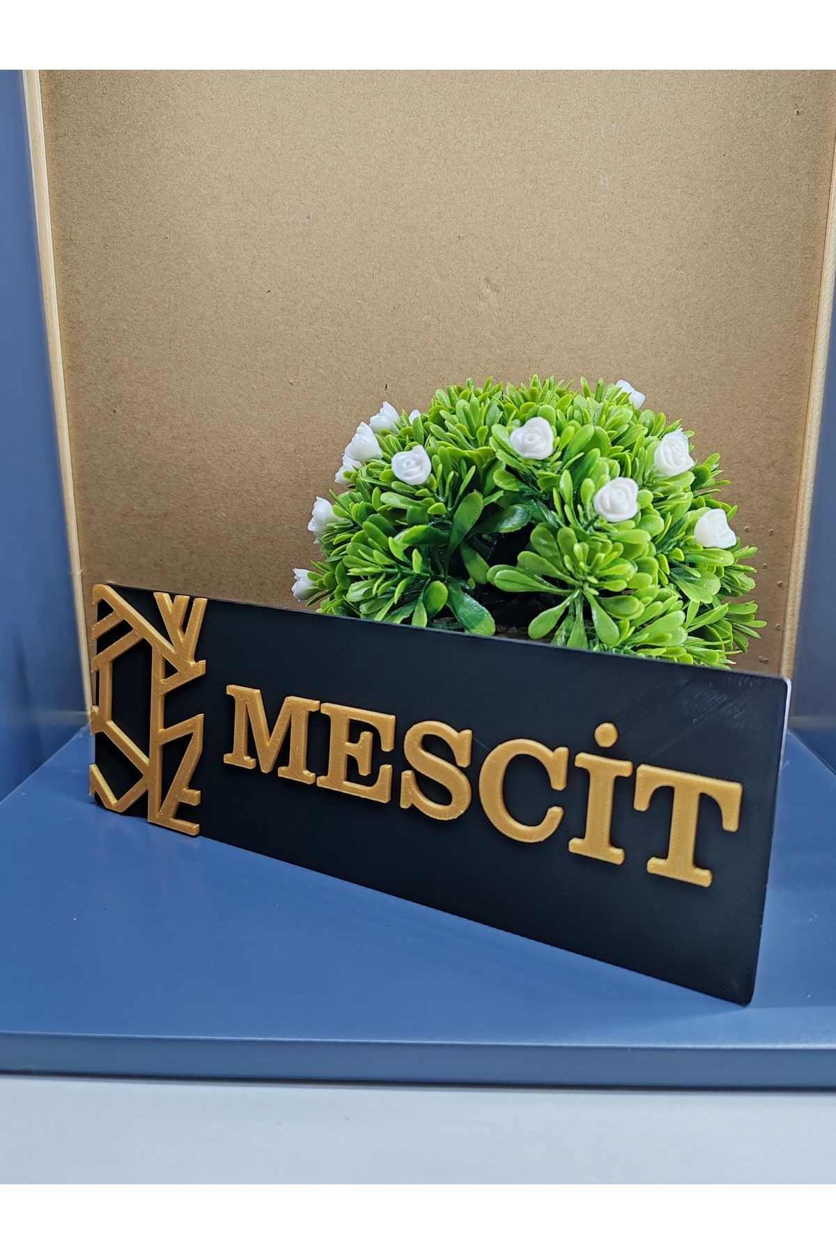 MESCİT YAZILI YÖNLENDİRME LEVHASI 20X7 CM SİYAH ÜZERİ GOLD