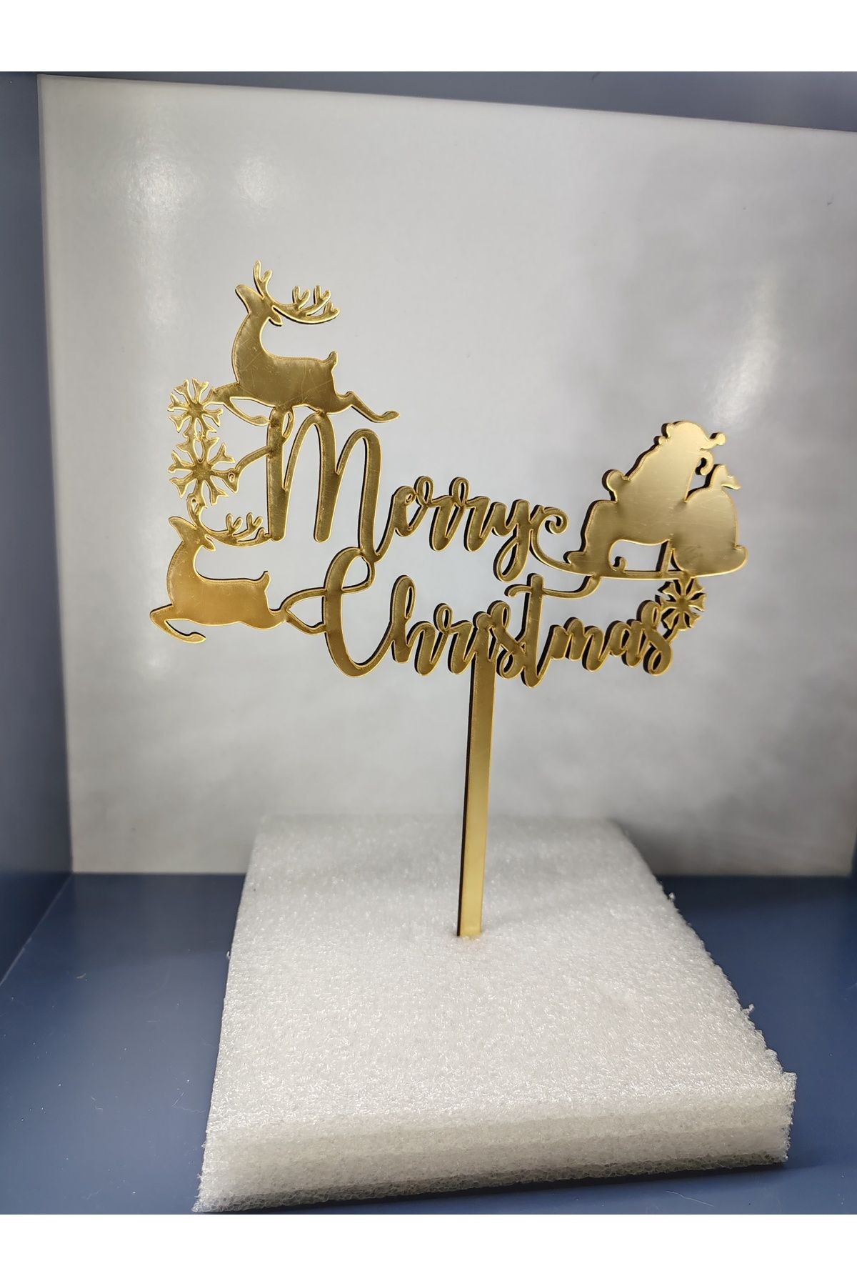 Yeni Yıl Merry Christmas Pasta Süsü Gold