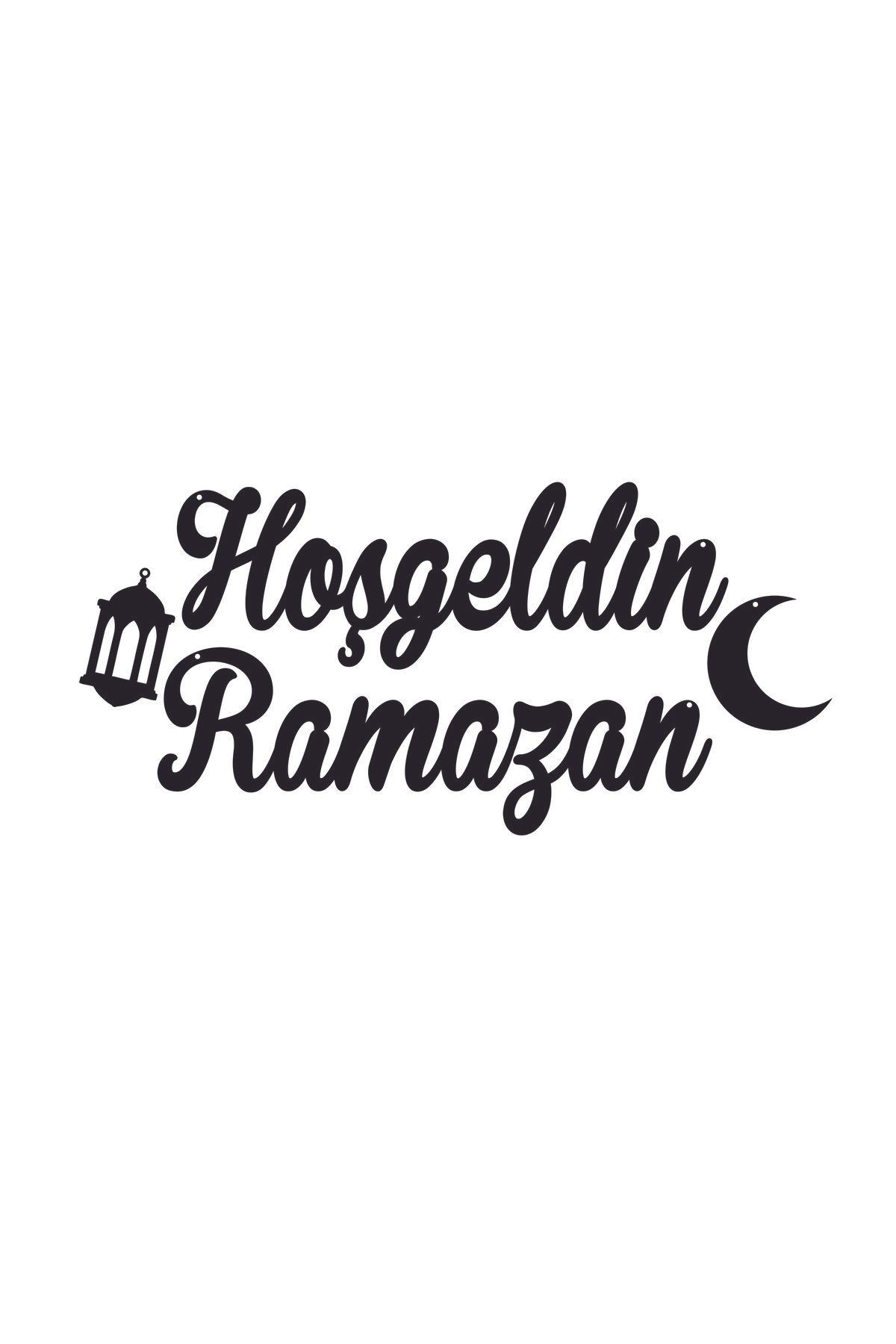 HOŞGELDİN RAMAZAN DUVAR SÜSÜ 3 MM SİYAH MDF YAZI 40 CM ÜRÜN TOPLAM ÖLÇÜ 50 CM