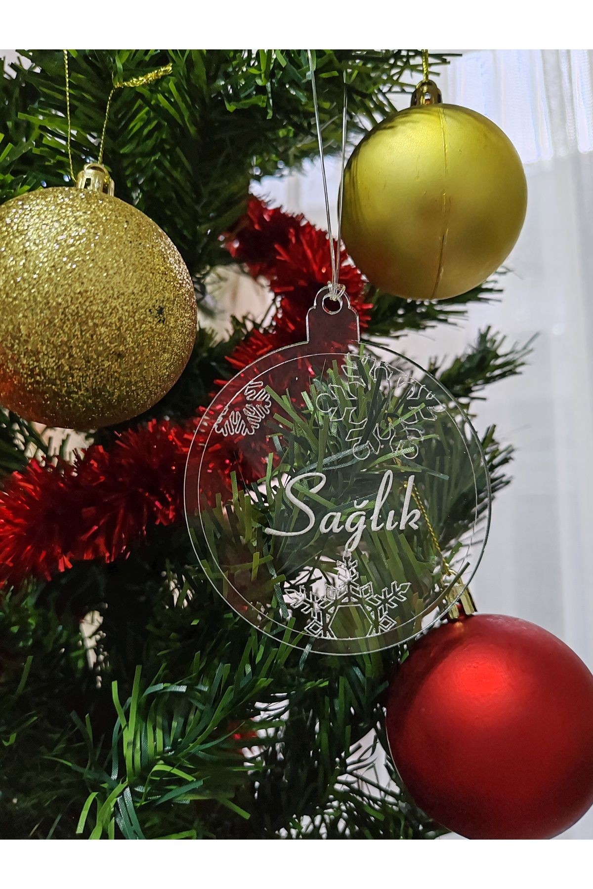 Yeni Yıl Merry Christmas Pleksi Ağaç Süsü 6'lı Paket