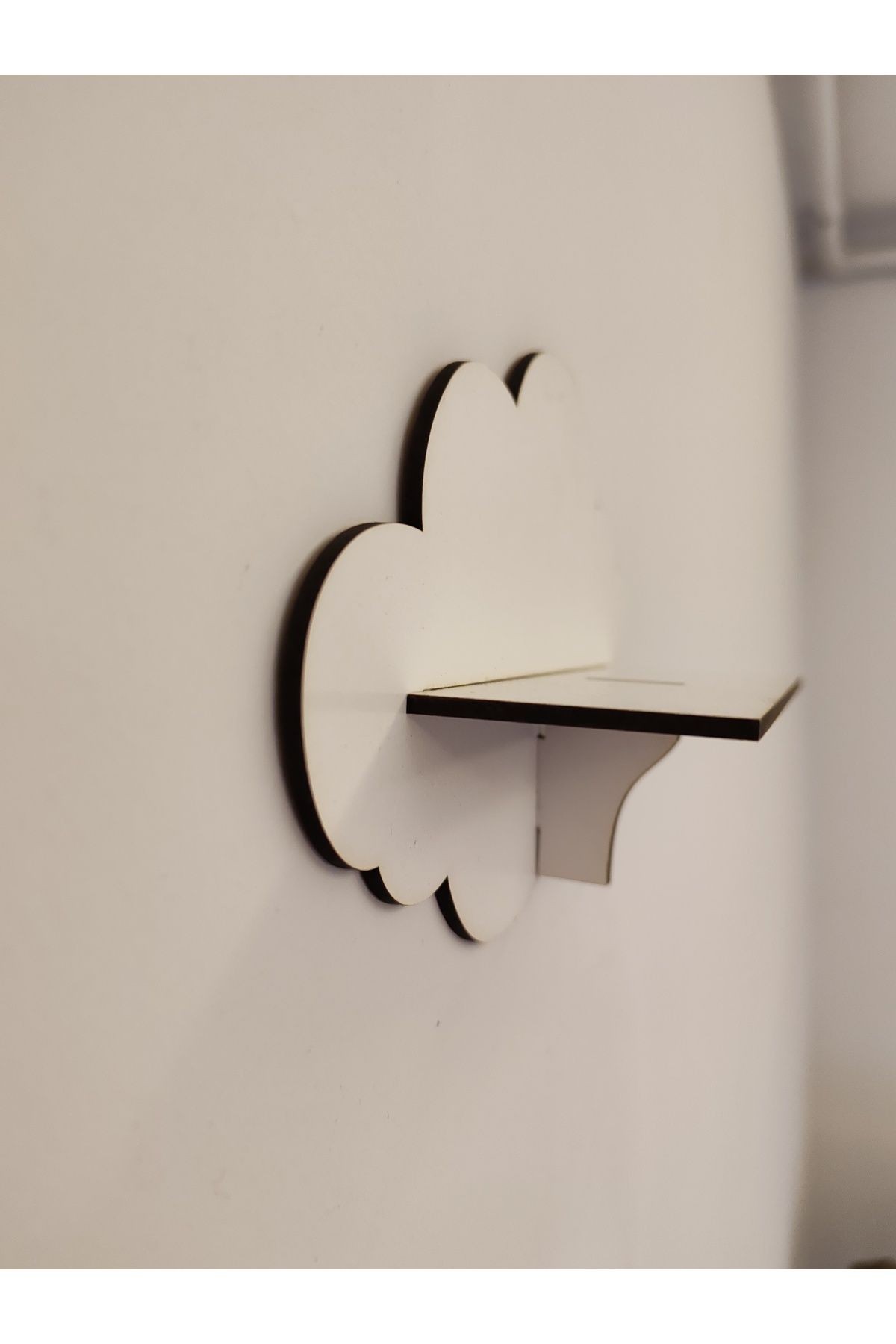 3'lü Beyaz Dekoratif Bulut Çocuk Odası Duvar Rafı ( 3 MM BEYAZ MDF )
