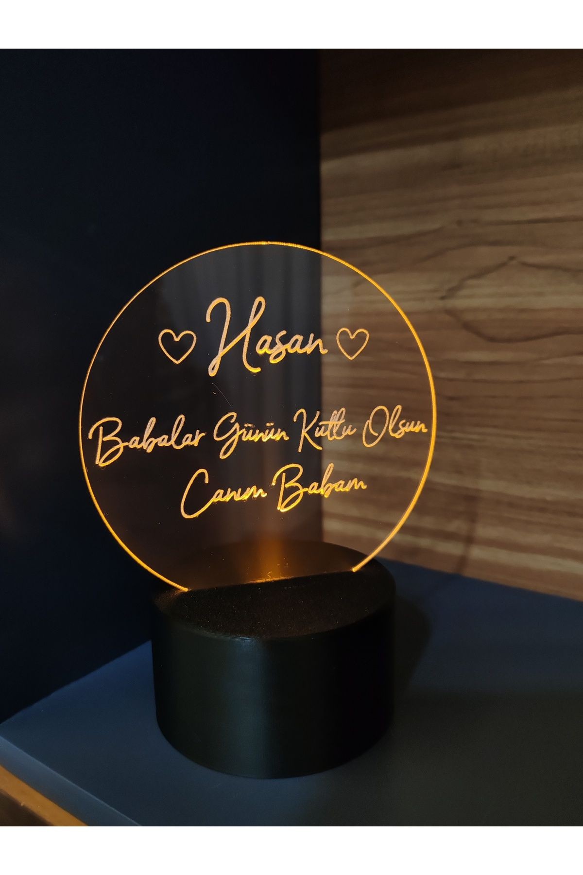 BABALAR GÜNÜ KİŞİYE ÖZEL MODEL MASA LAMBASI ( PİLLİ )