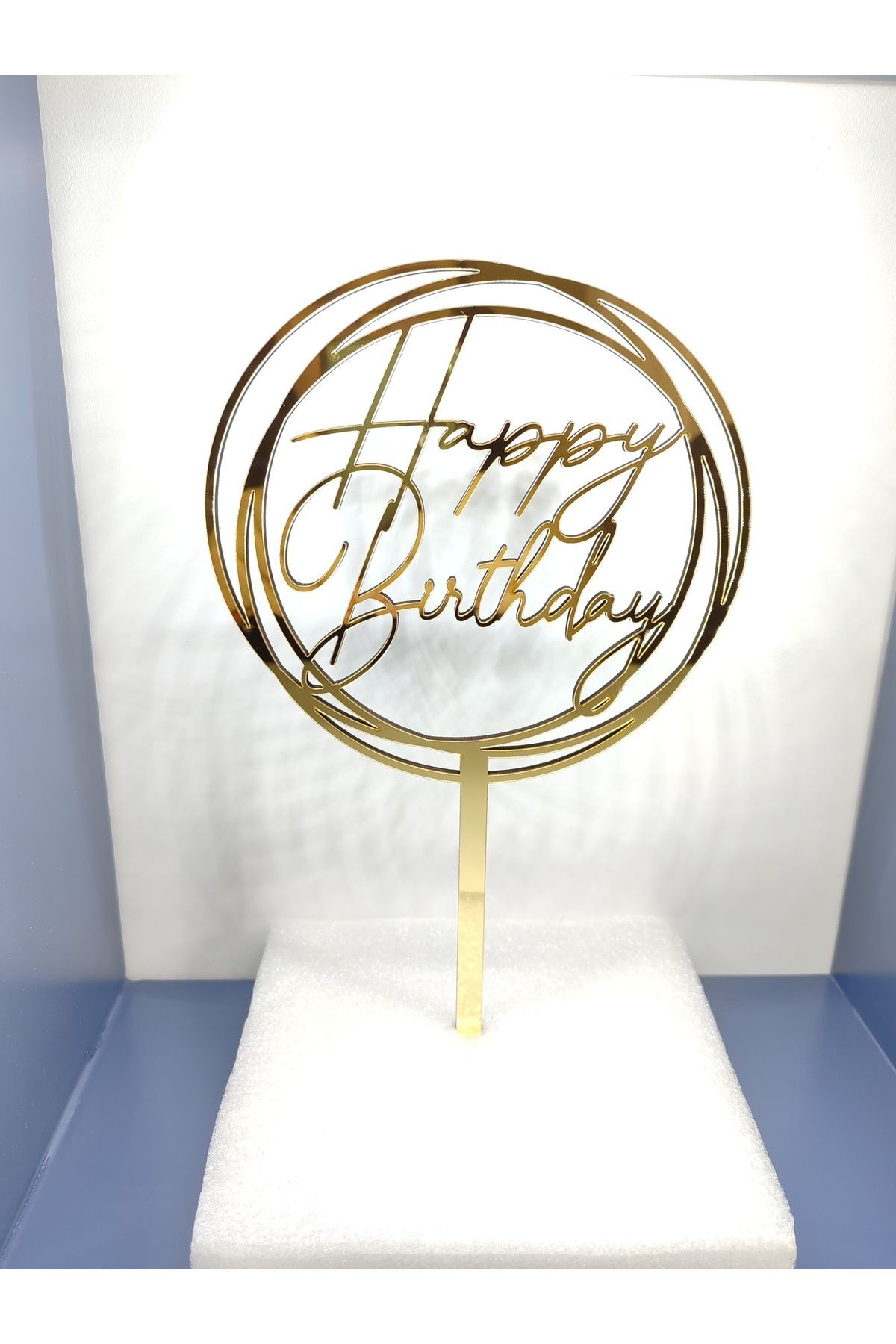 Happy Birthday Yuvarlak Modal Pleksi Pasta Süsü