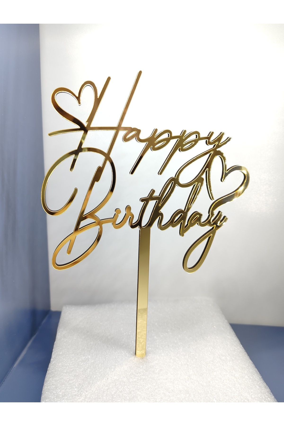 Happy Birthday Pleksi Pasta Süsü Gold