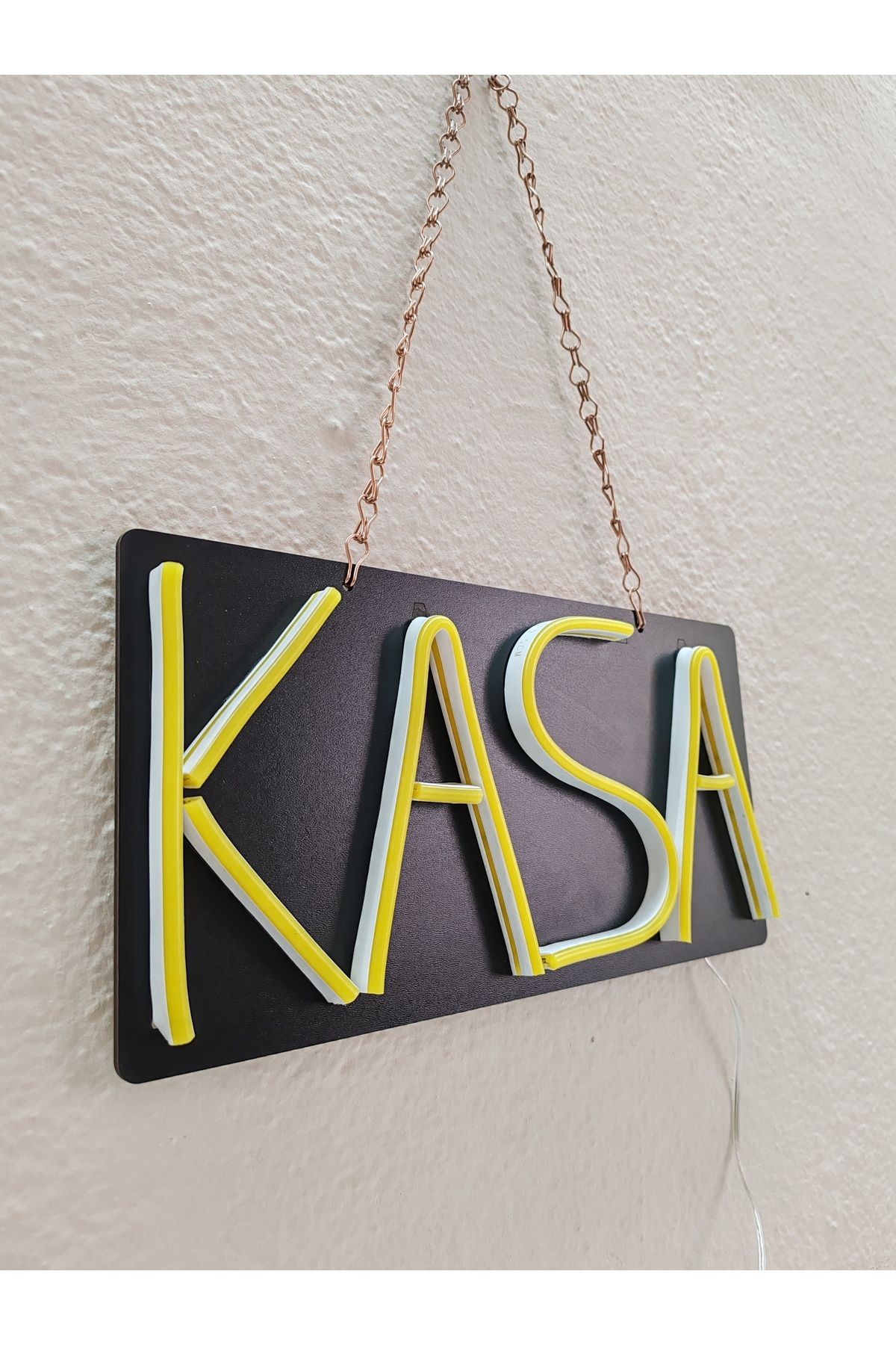 KASA YAZILI NEON TABELA 30X15CM (3MM SİYAH MDF ÜZERİ)