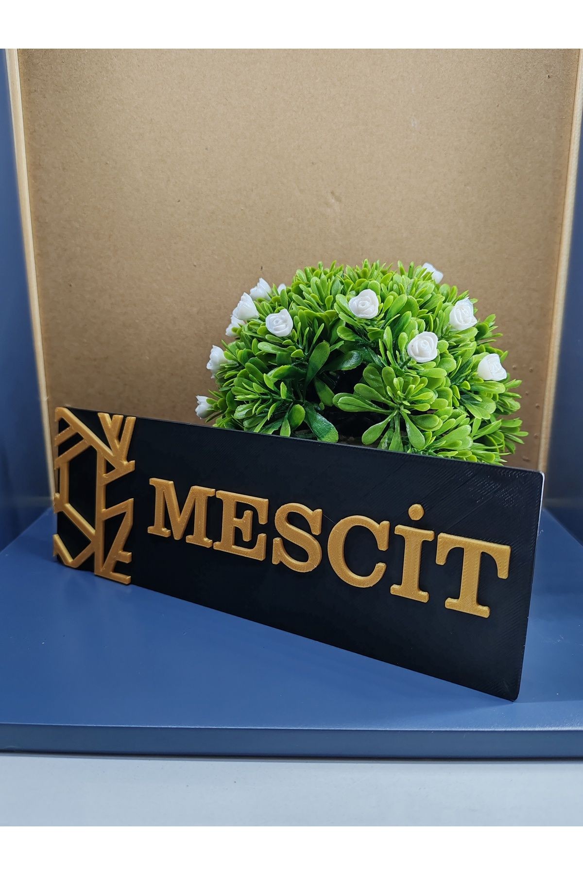 MESCİT YAZILI YÖNLENDİRME LEVHASI 20X7 CM SİYAH ÜZERİ GOLD