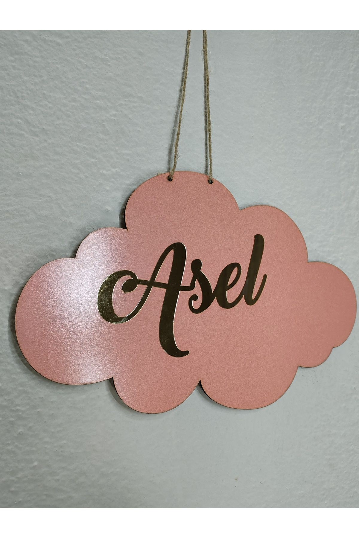Bulut Pembe Mdf Kişiye Özel Kapı Süsü