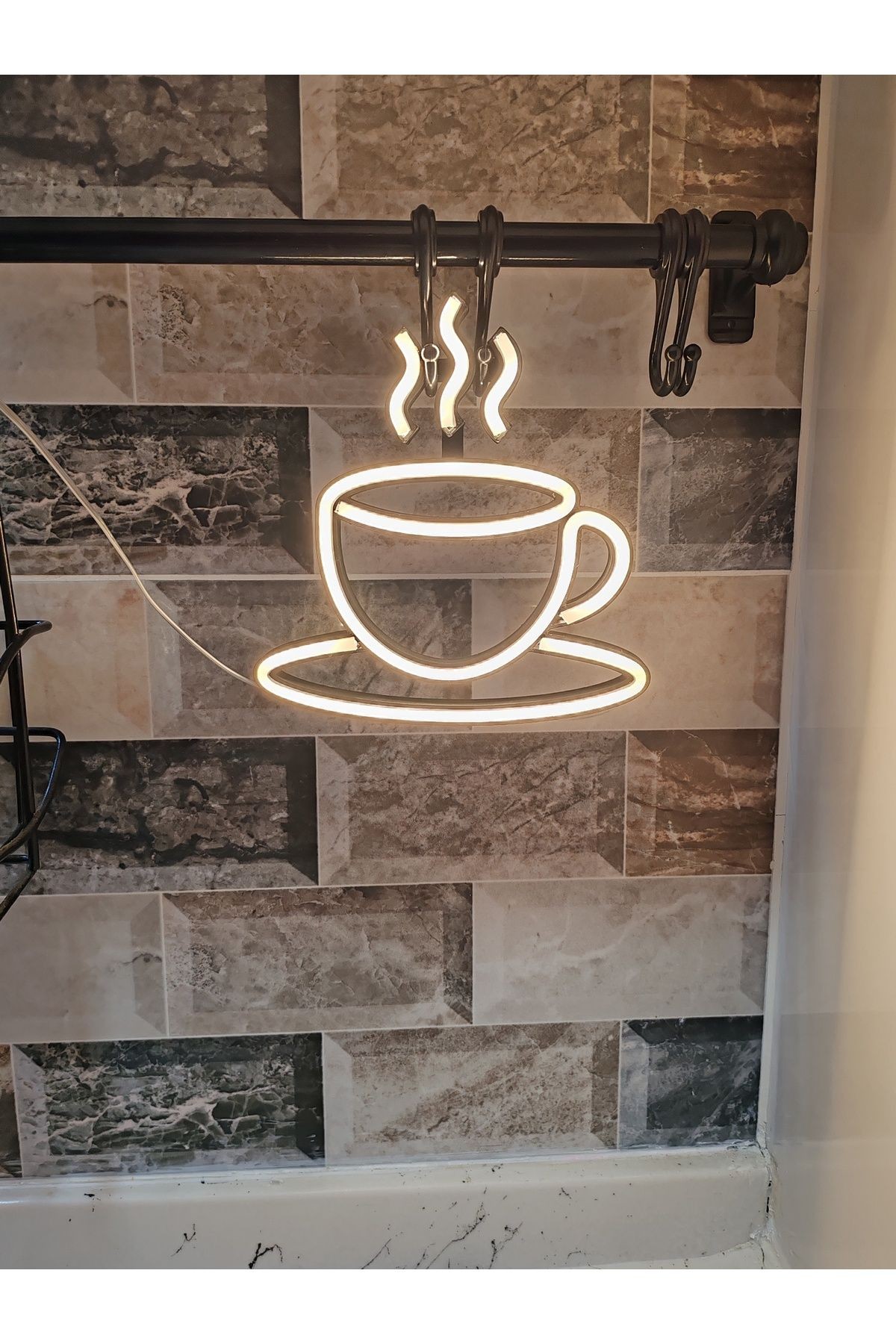 KAHVE FİNCAN COFFEE FİGÜRLÜ NEON DUVAR SÜSÜ 18X16 CM  ( 3D BOYUTLU YAZICI İLE YAPILMIŞTIR )