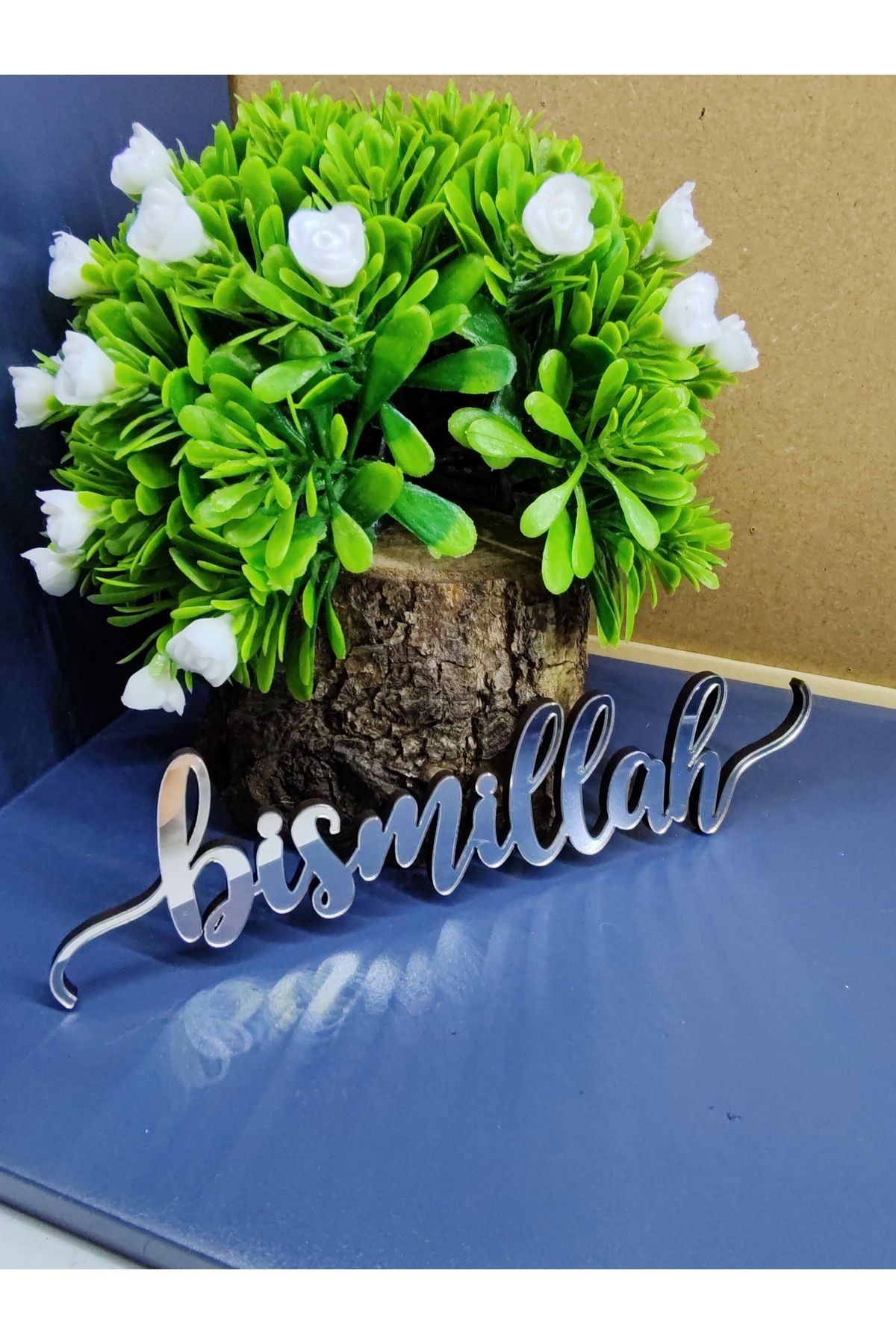 BİSMİLLAH BESMELE PLEKSİ YAZI (4 ADET) (15 CMX4 CM ÖN GÜMÜŞ AYNALI PLEKSİ ARKASI 3 MM MDF)