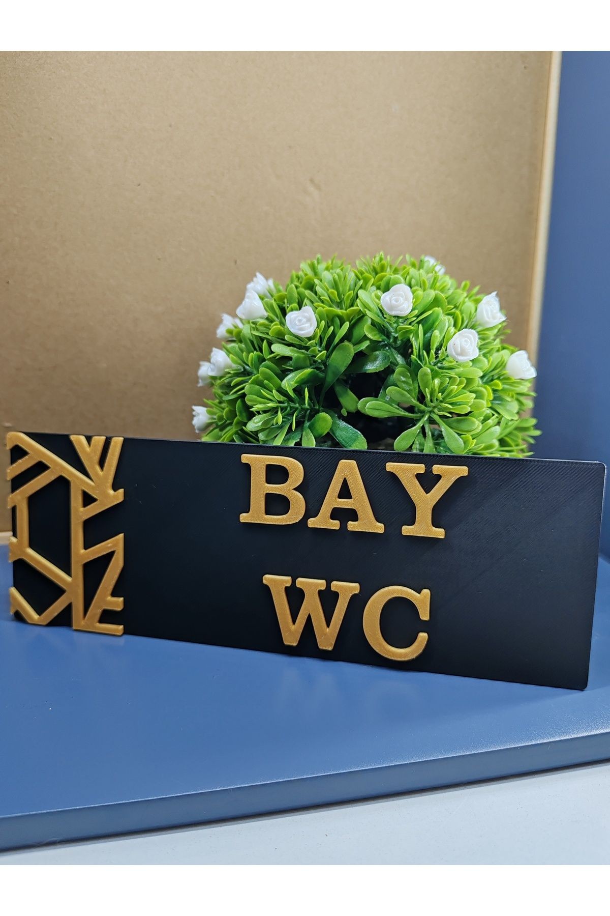 BAY WC YÖNLENDİRME LEVHASI 20X7 CM SİYAH ÜZERİ GOLD
