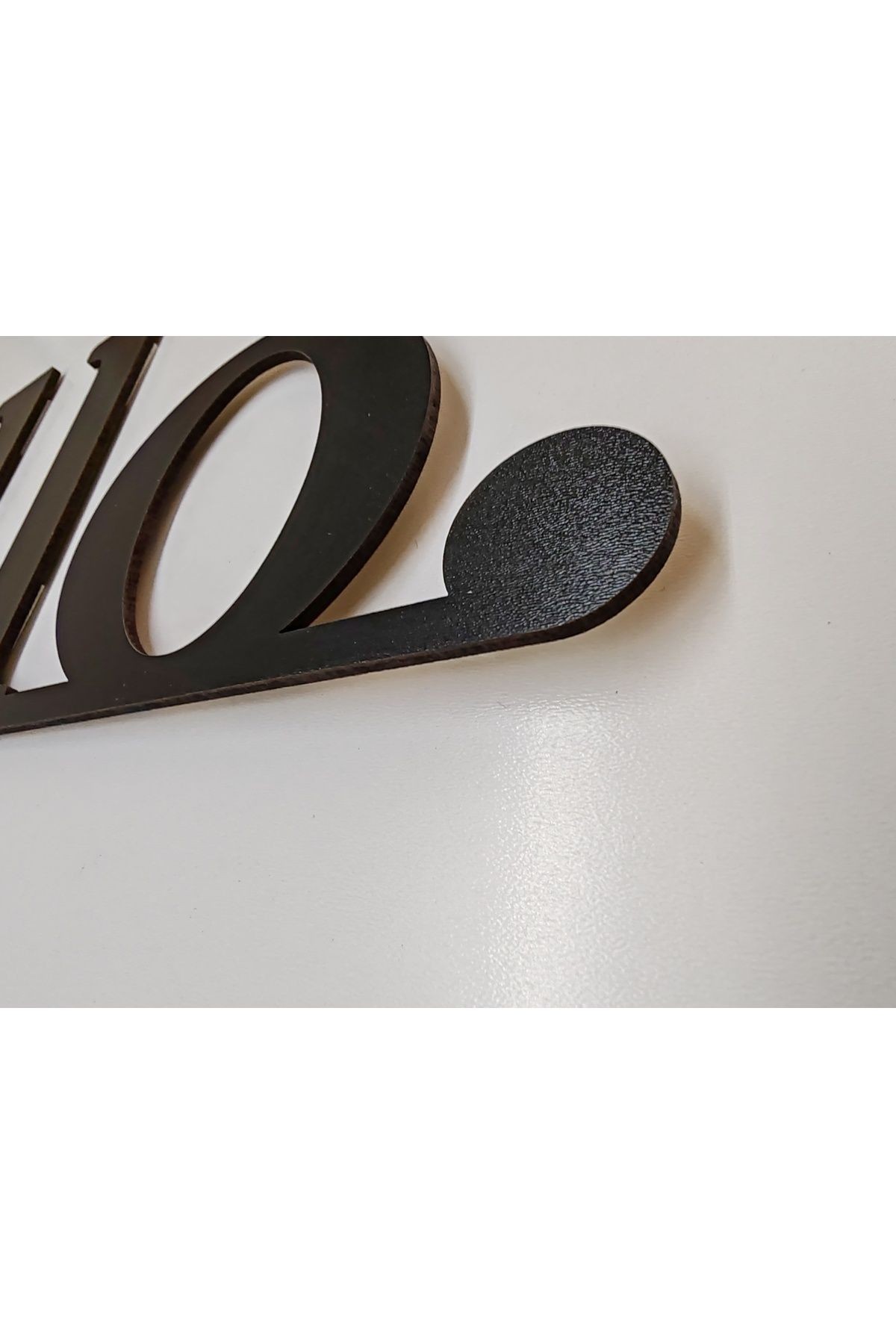 HELLO SİYAH AHŞAP DUVAR YAZISI 3 MM MDF 45X15 CM