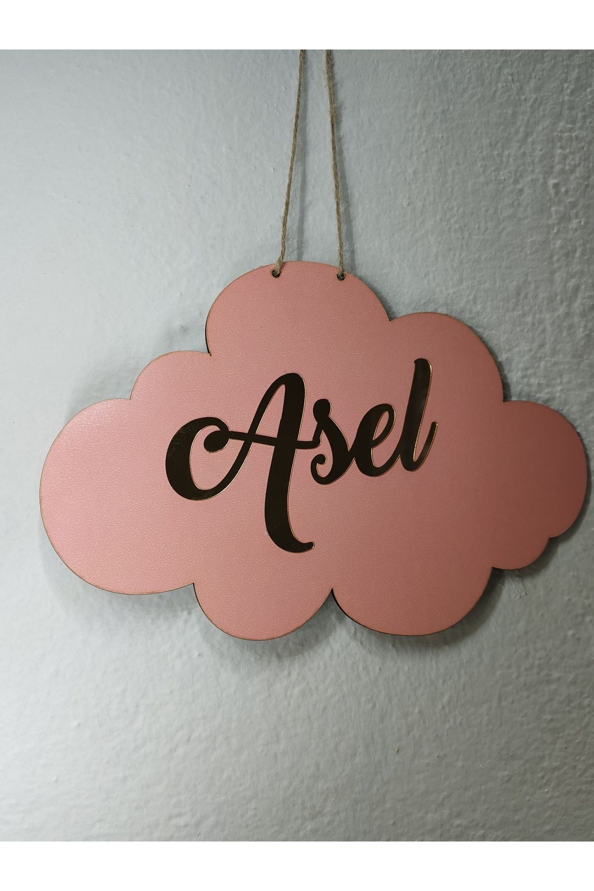 Bulut Pembe Mdf Kişiye Özel Kapı Süsü