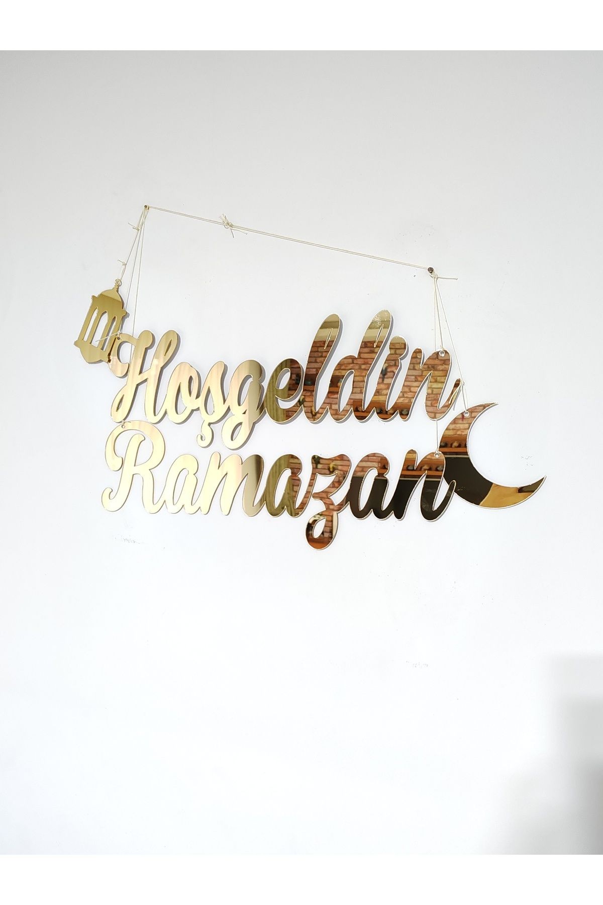 HOŞGELDİN RAMAZAN DUVAR SÜSÜ 40 CM GOLD PLEKSİ
