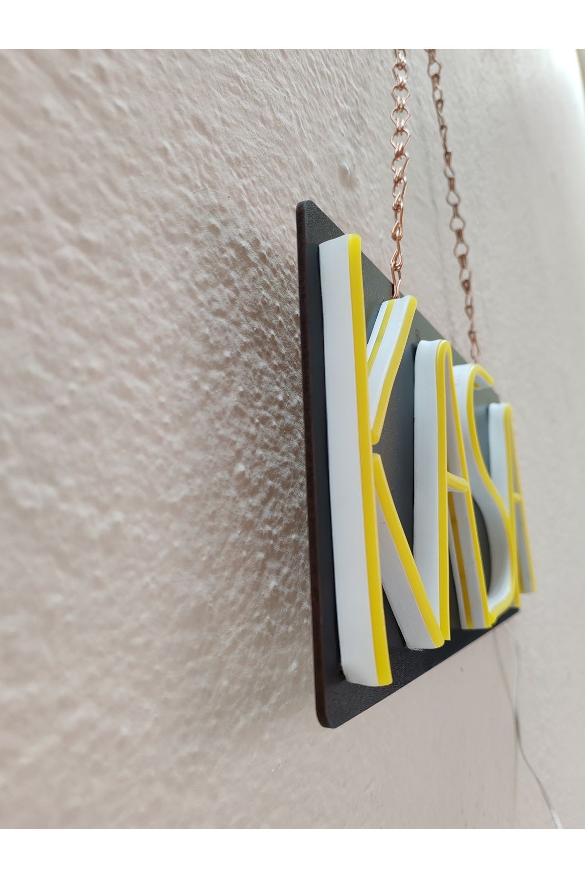 KASA YAZILI NEON TABELA 30X15CM (3MM SİYAH MDF ÜZERİ)
