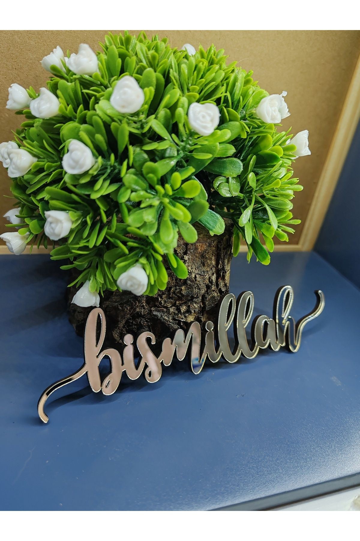 BİSMİLLAH BESMELE PLEKSİ YAZI (4 ADET) (15 CMX4 CM ÖN GÜMÜŞ AYNALI PLEKSİ ARKASI 3 MM MDF)