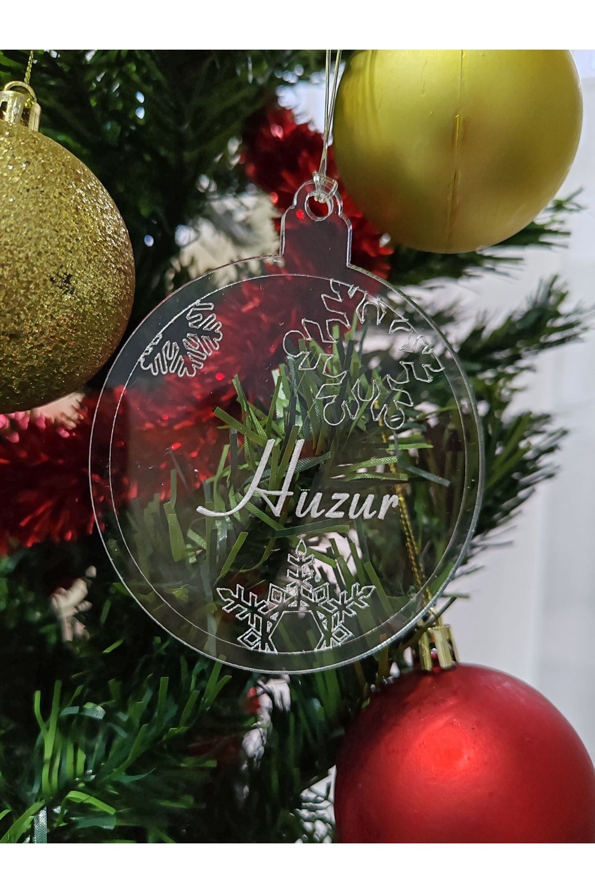 Yeni Yıl Merry Christmas Pleksi Ağaç Süsü 6'lı Paket