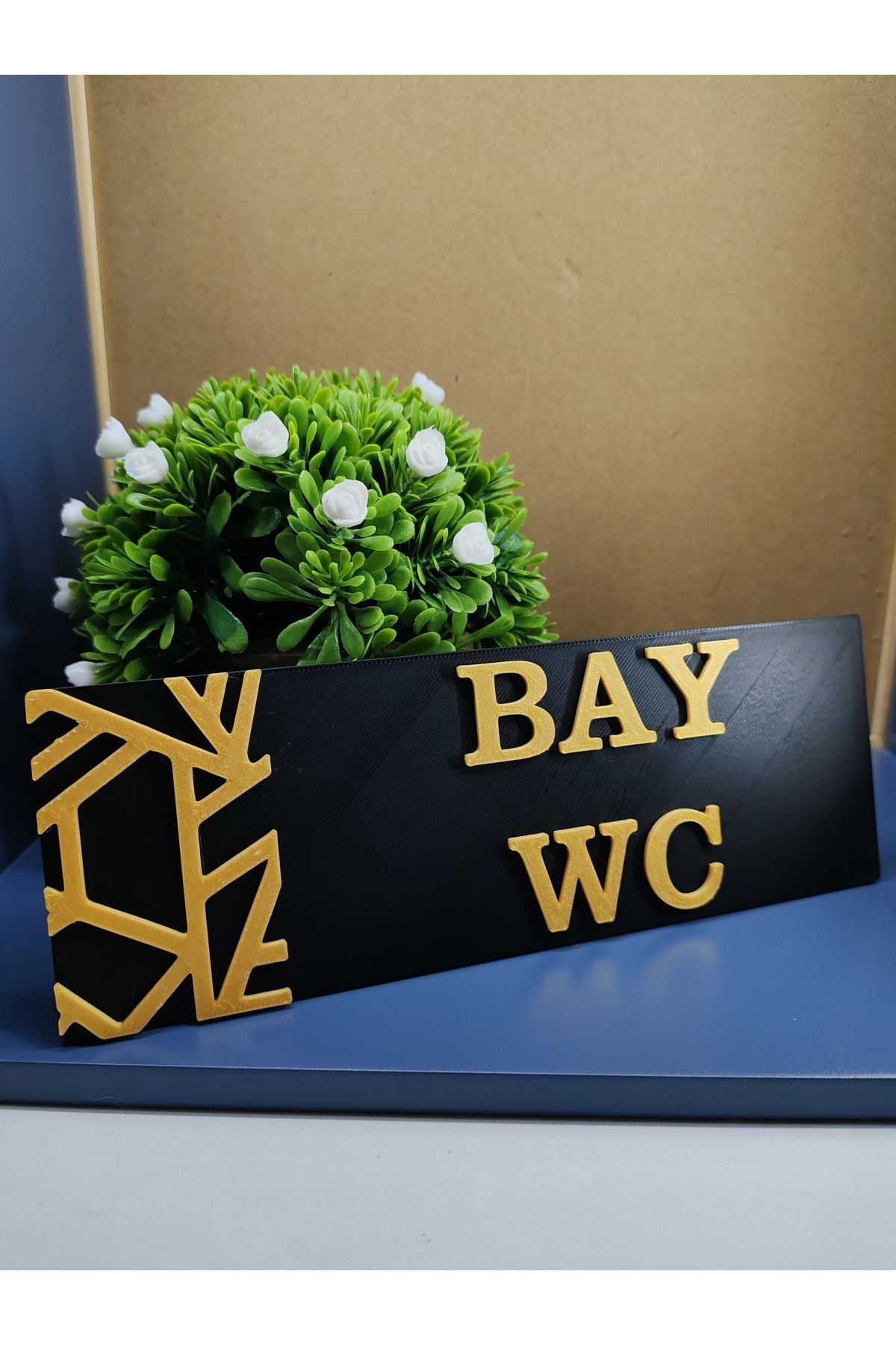BAY WC YÖNLENDİRME LEVHASI 20X7 CM SİYAH ÜZERİ GOLD