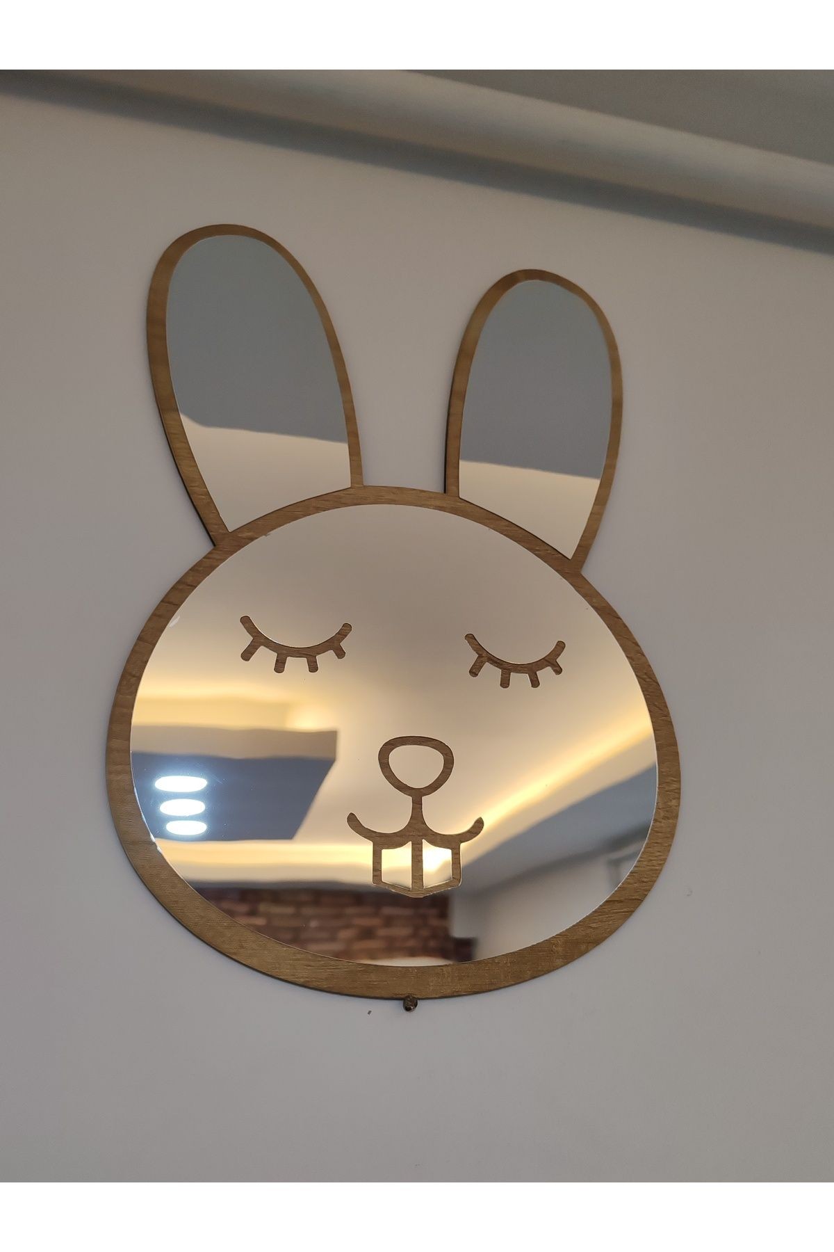 Tavşan Figürlü Çocuk Odası Dekoratif Pleksi Ayna 40x26 cm BÜYÜK BOY